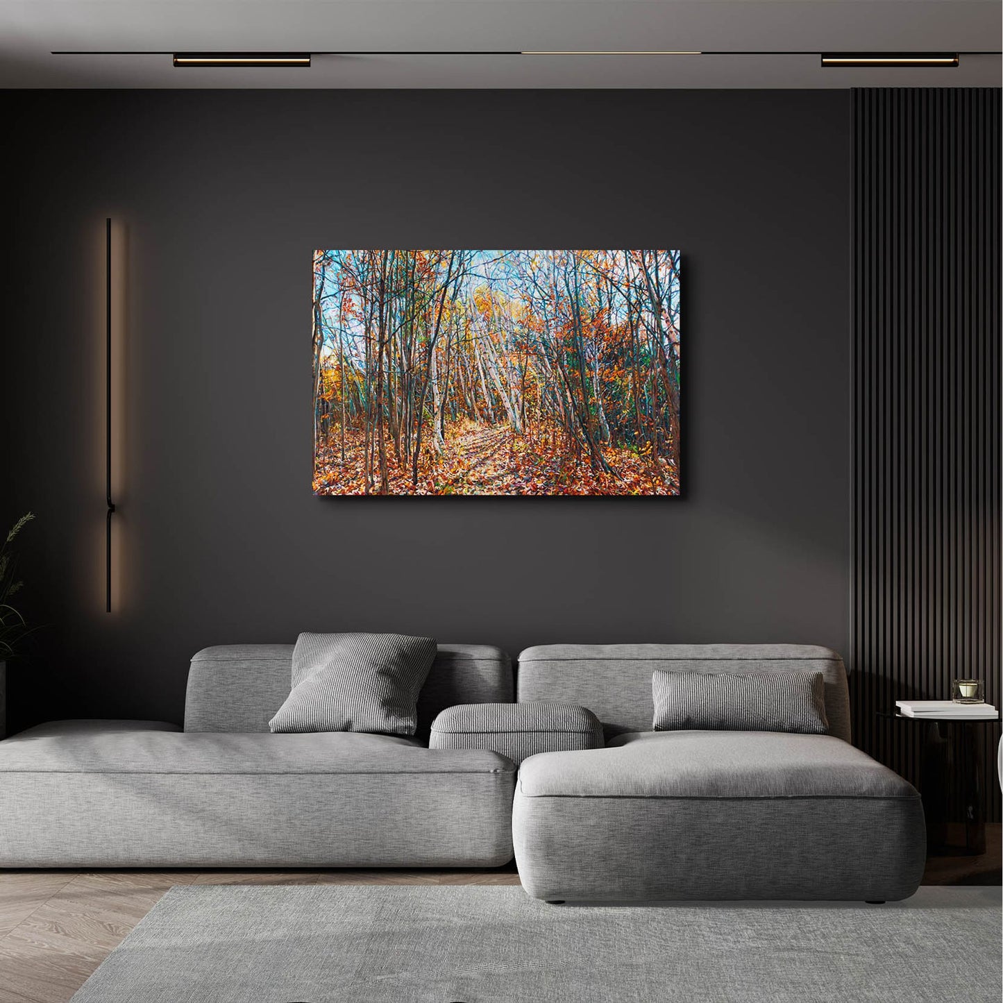 Epic Art 'Fall Forest Trail through the Birch' by Joanne Towers, Acrylic Glass Wall Art,36x24