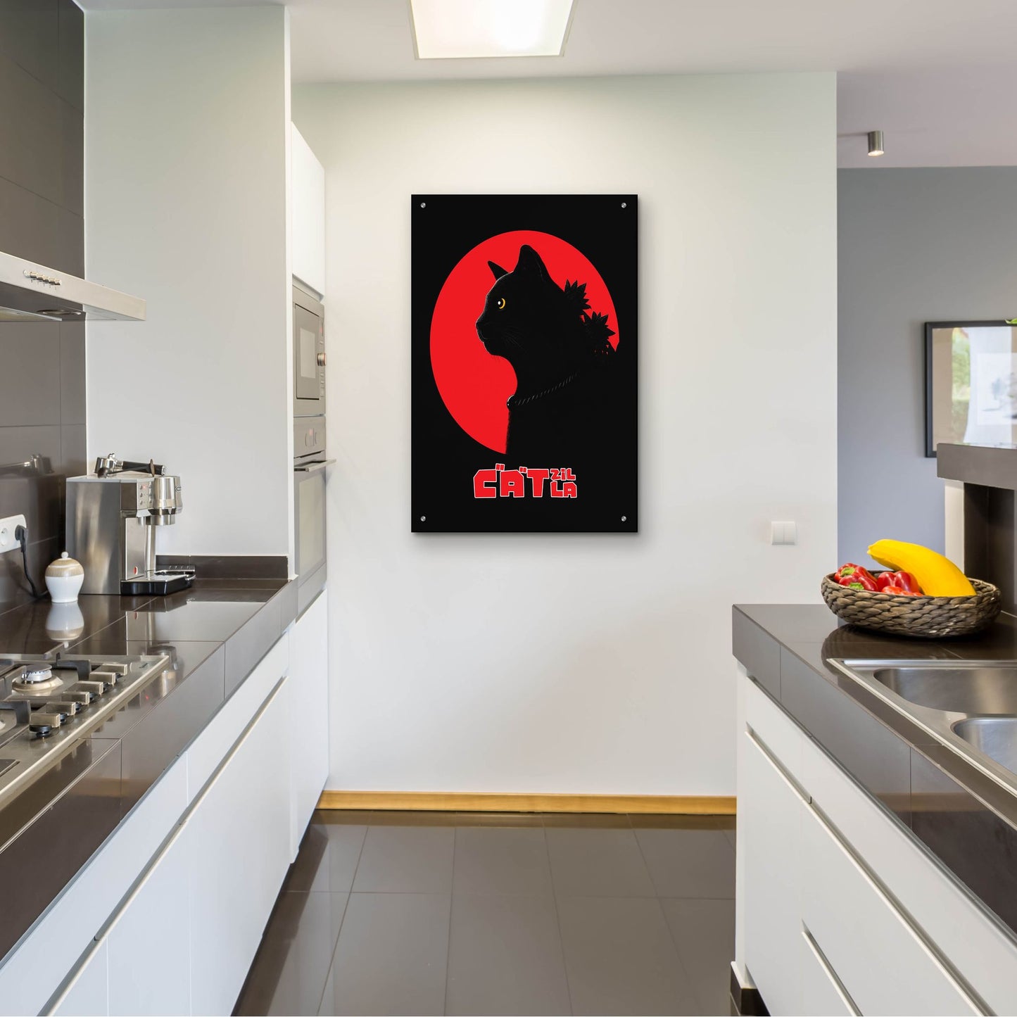 Epic Art 'Catzilla' by Tummeow, Acrylic Glass Wall Art,24x36