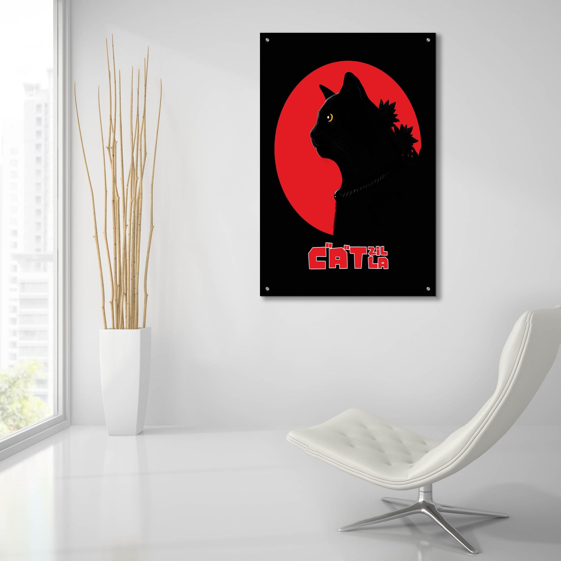 Epic Art 'Catzilla' by Tummeow, Acrylic Glass Wall Art,24x36