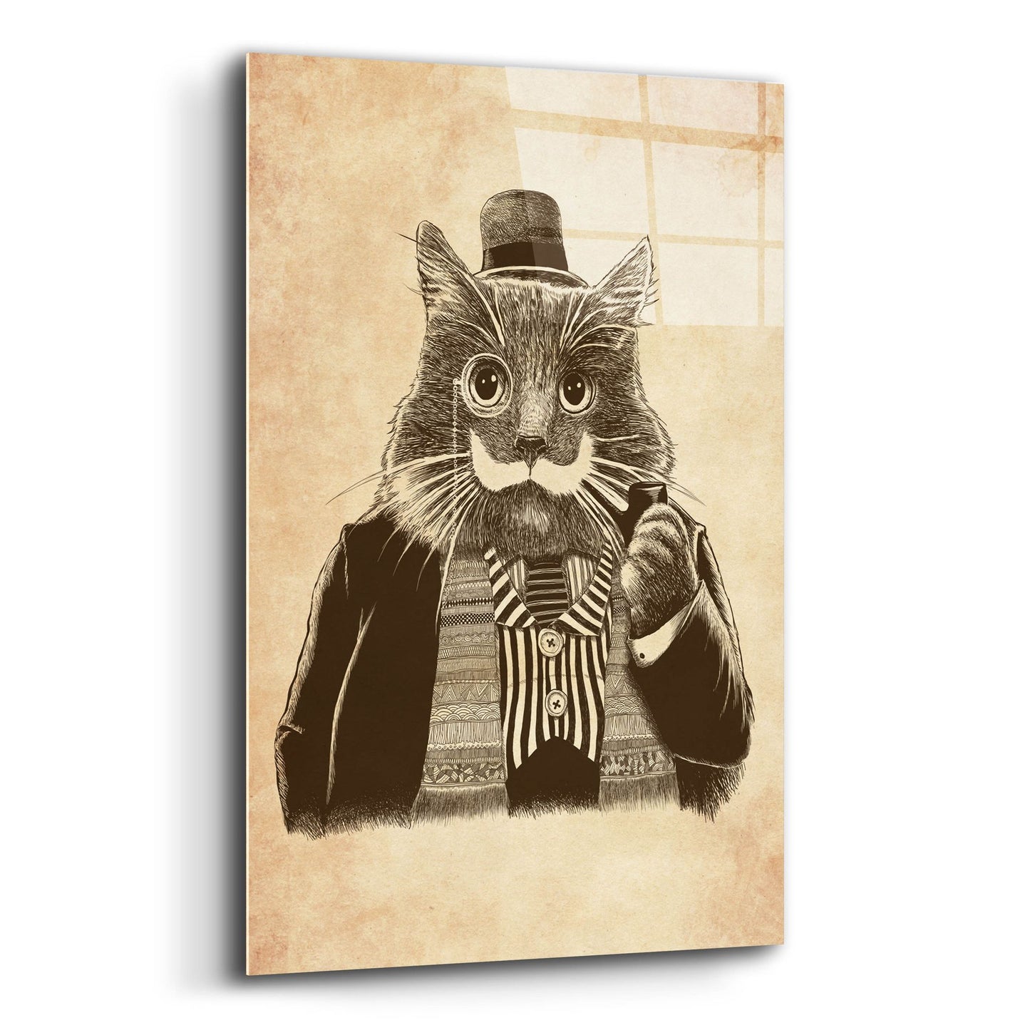 Epic Art 'Mustache Cat' by Tummeow, Acrylic Glass Wall Art,12x16