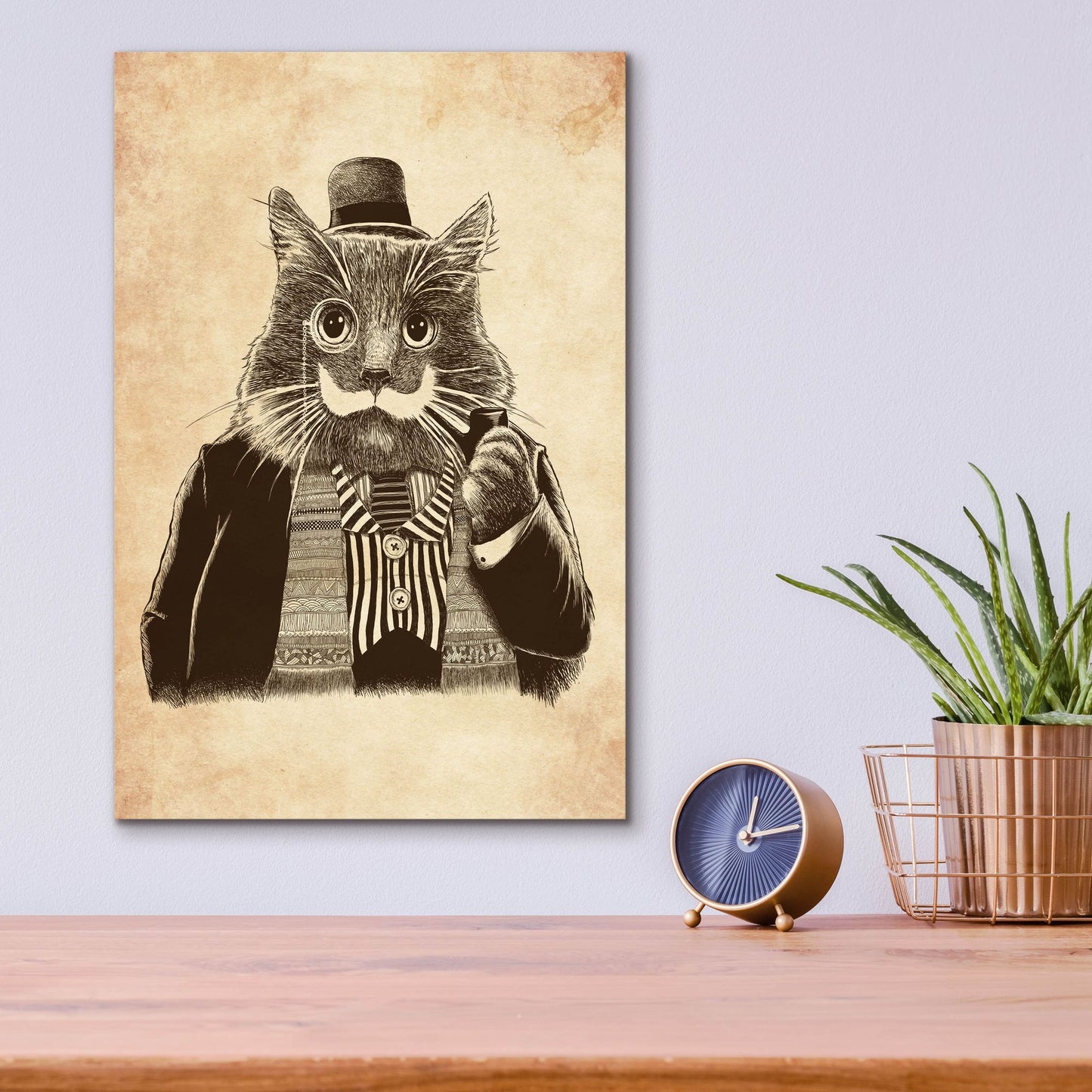 Epic Art 'Mustache Cat' by Tummeow, Acrylic Glass Wall Art,12x16