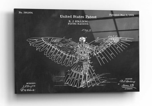 Epic Art 'Flying Machine Blueprint Patent Chalkboard,' by Acrylic Glass Wall Art