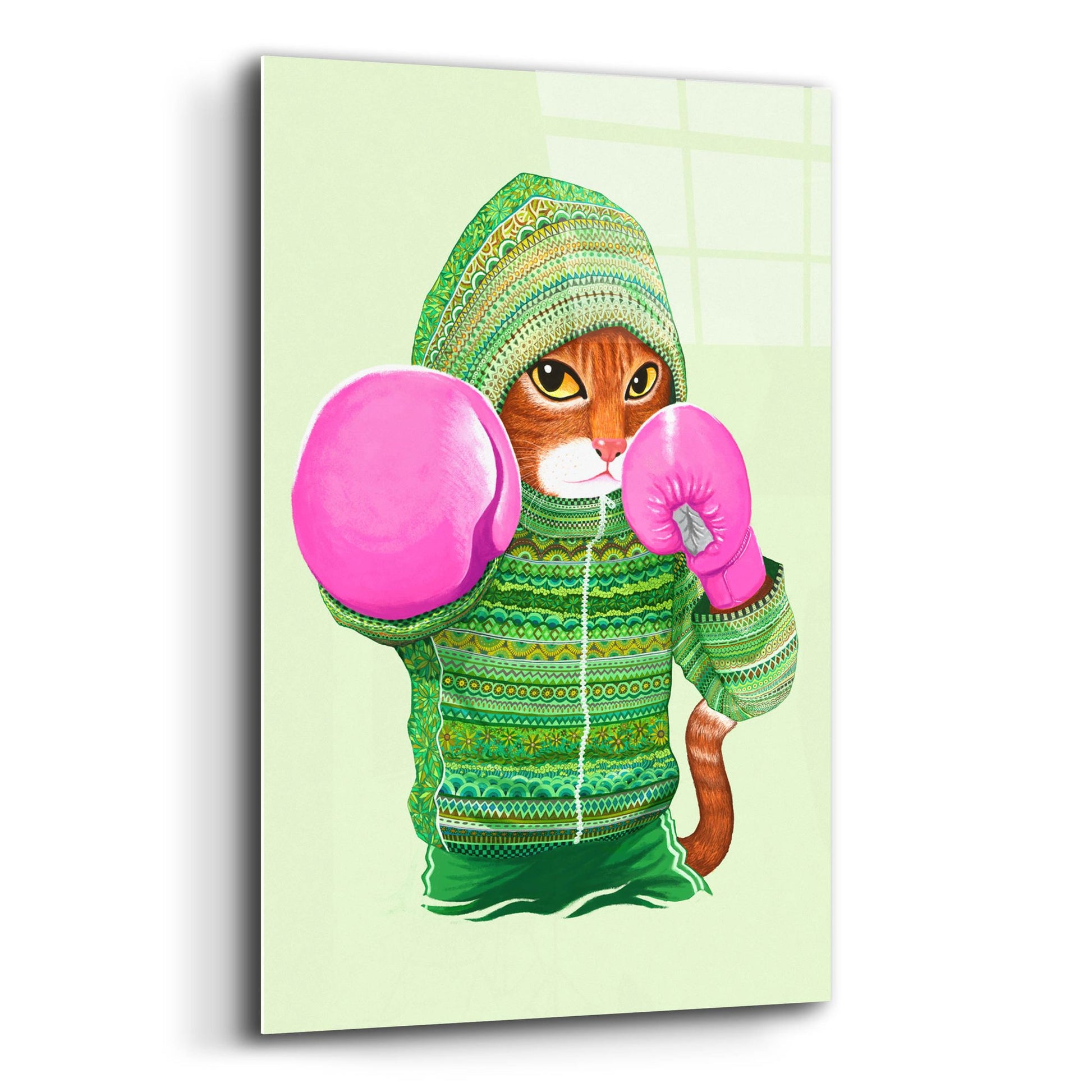 Epic Art 'Boxing Cat 4' by Tummeow, Acrylic Glass Wall Art,12x16