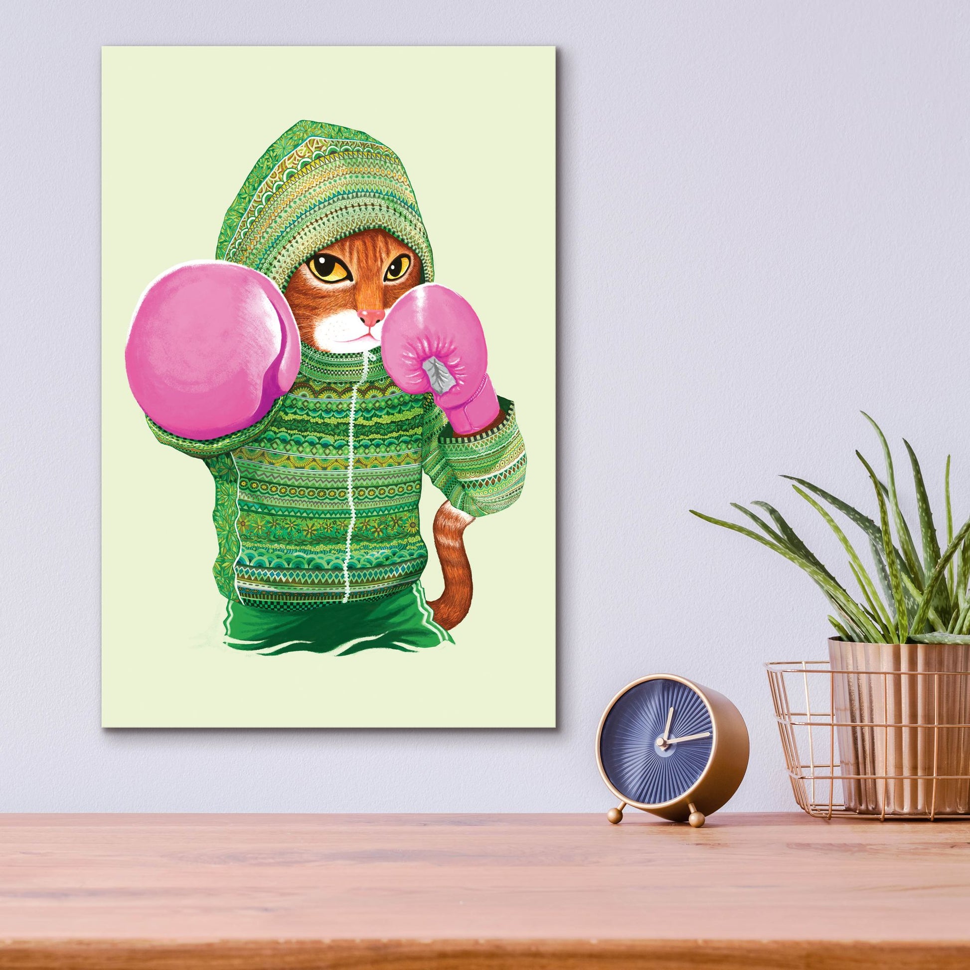 Epic Art 'Boxing Cat 4' by Tummeow, Acrylic Glass Wall Art,12x16