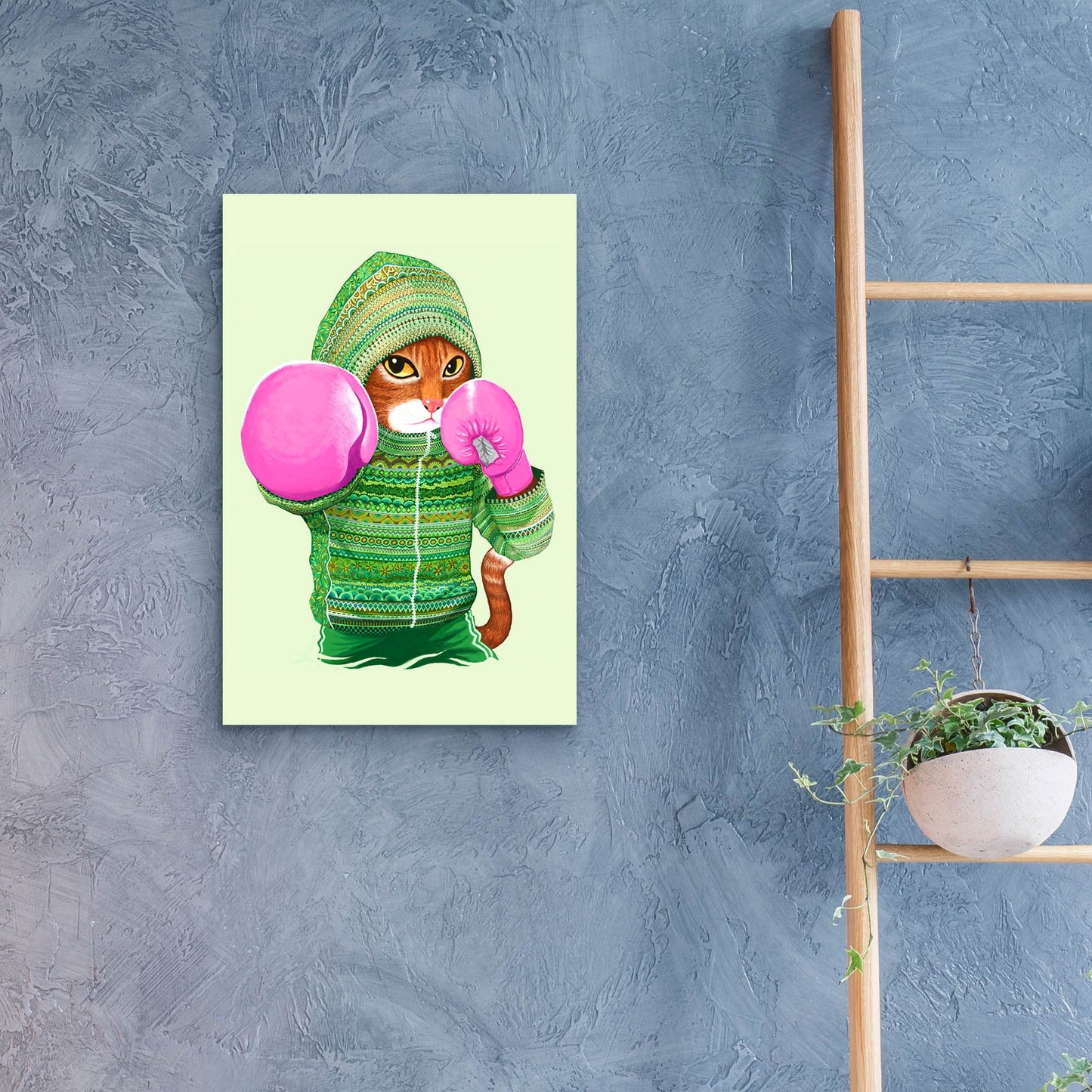 Epic Art 'Boxing Cat 4' by Tummeow, Acrylic Glass Wall Art,16x24