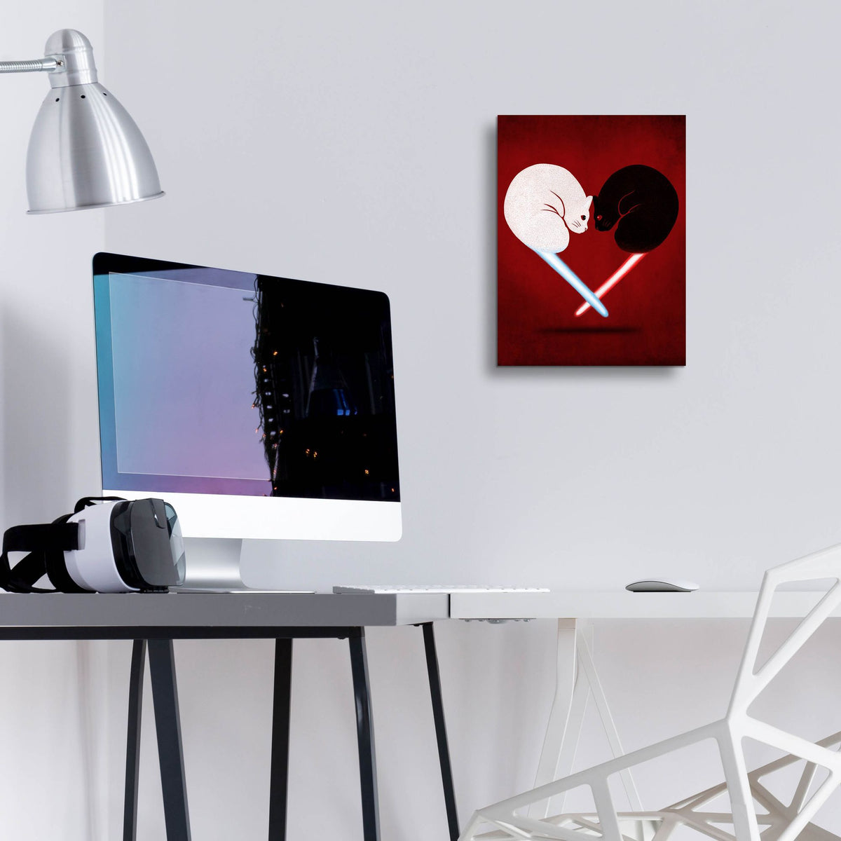 Epic Art 'Cat Fight' by Tummeow, Acrylic Glass Wall Art,12x16
