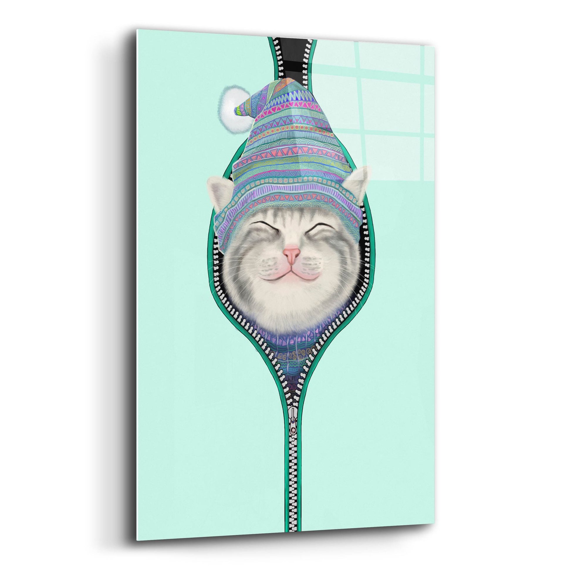 Epic Art 'Cat In The Zip' by Tummeow, Acrylic Glass Wall Art,12x16