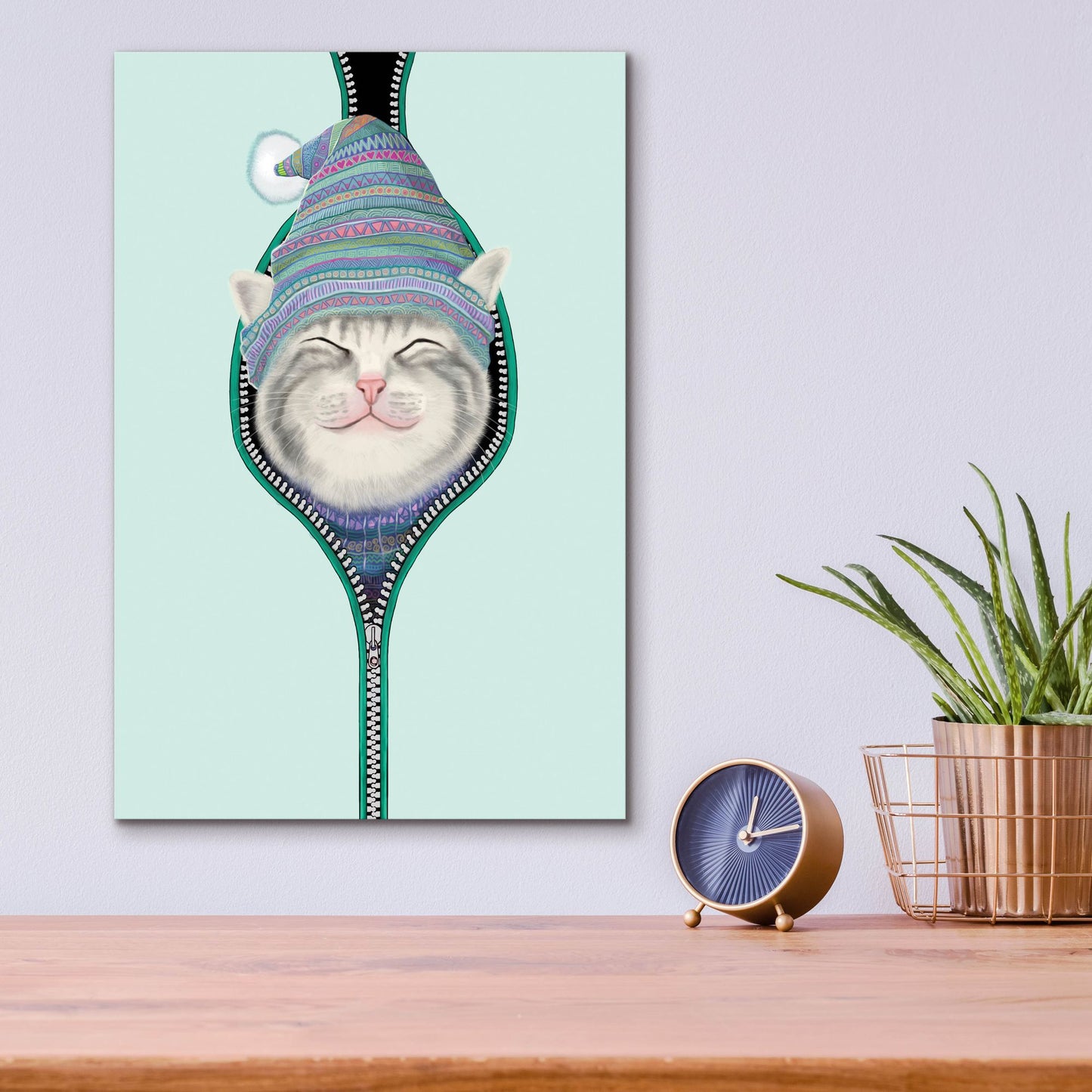 Epic Art 'Cat In The Zip' by Tummeow, Acrylic Glass Wall Art,12x16