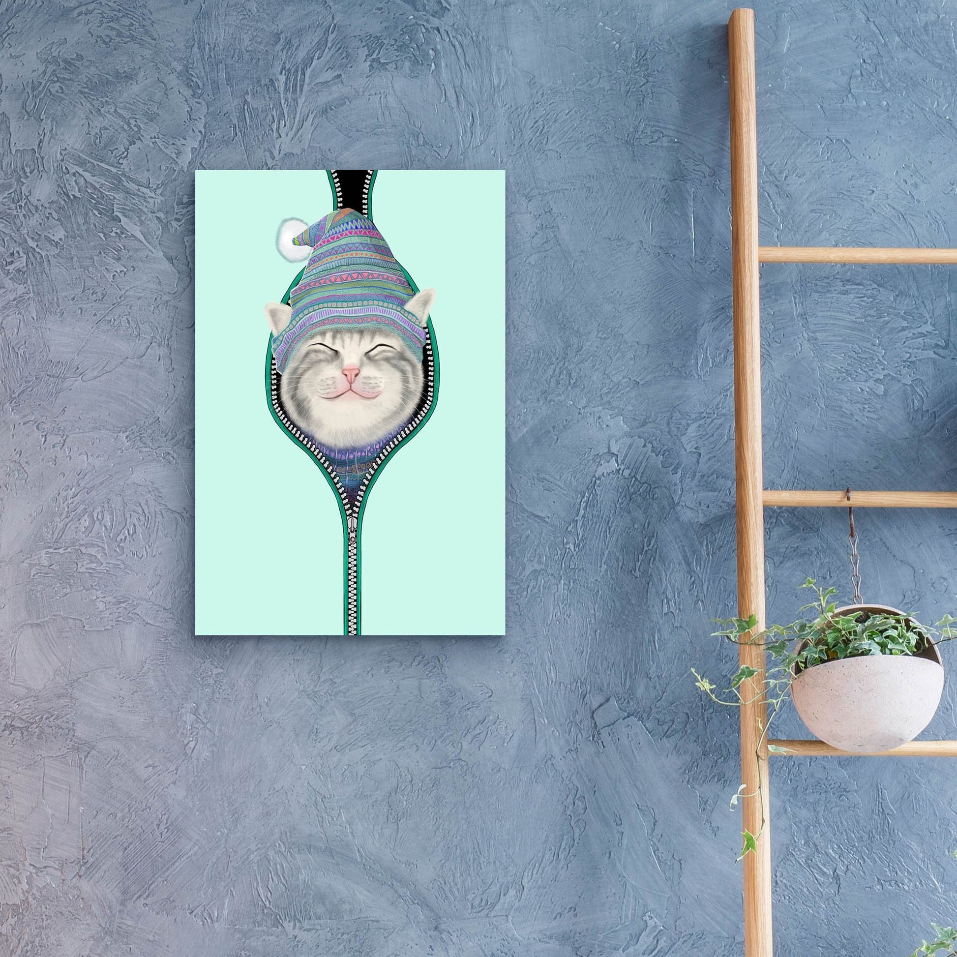 Epic Art 'Cat In The Zip' by Tummeow, Acrylic Glass Wall Art,16x24