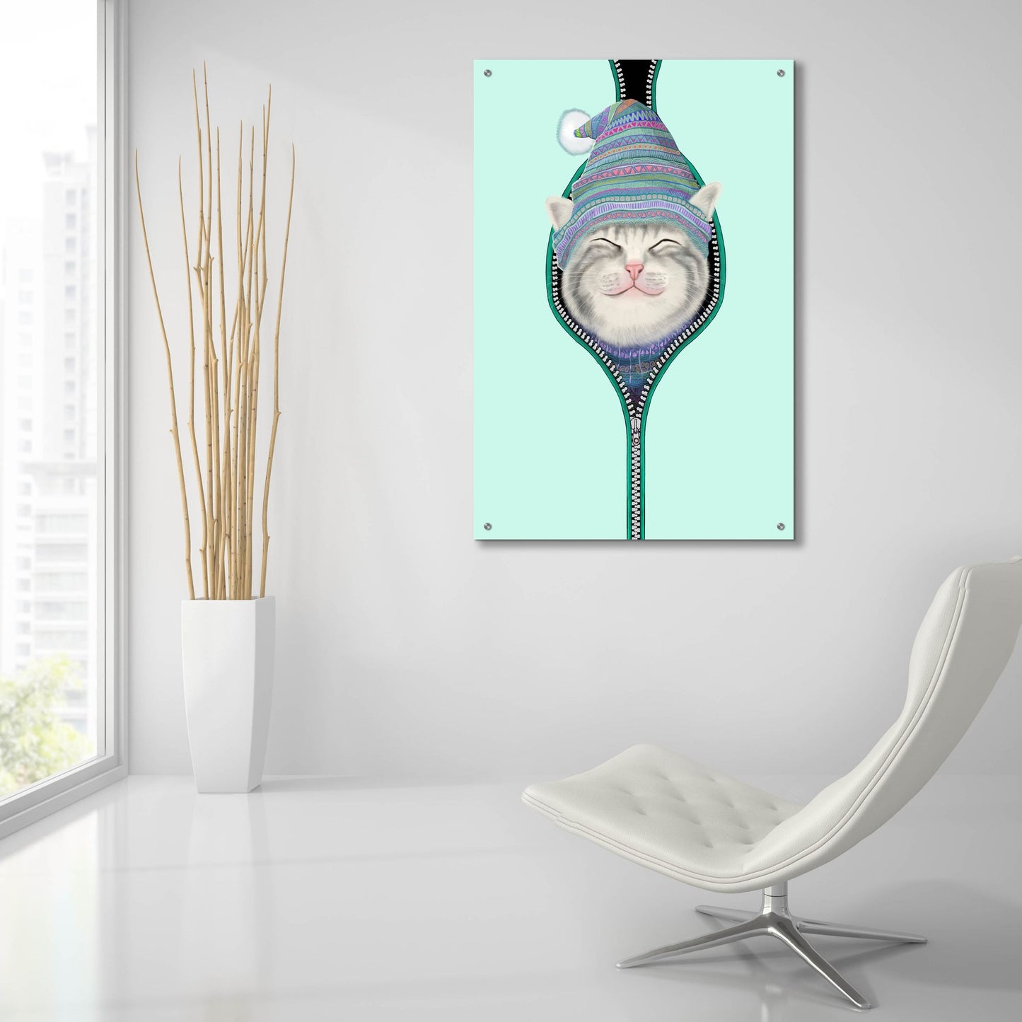 Epic Art 'Cat In The Zip' by Tummeow, Acrylic Glass Wall Art,24x36