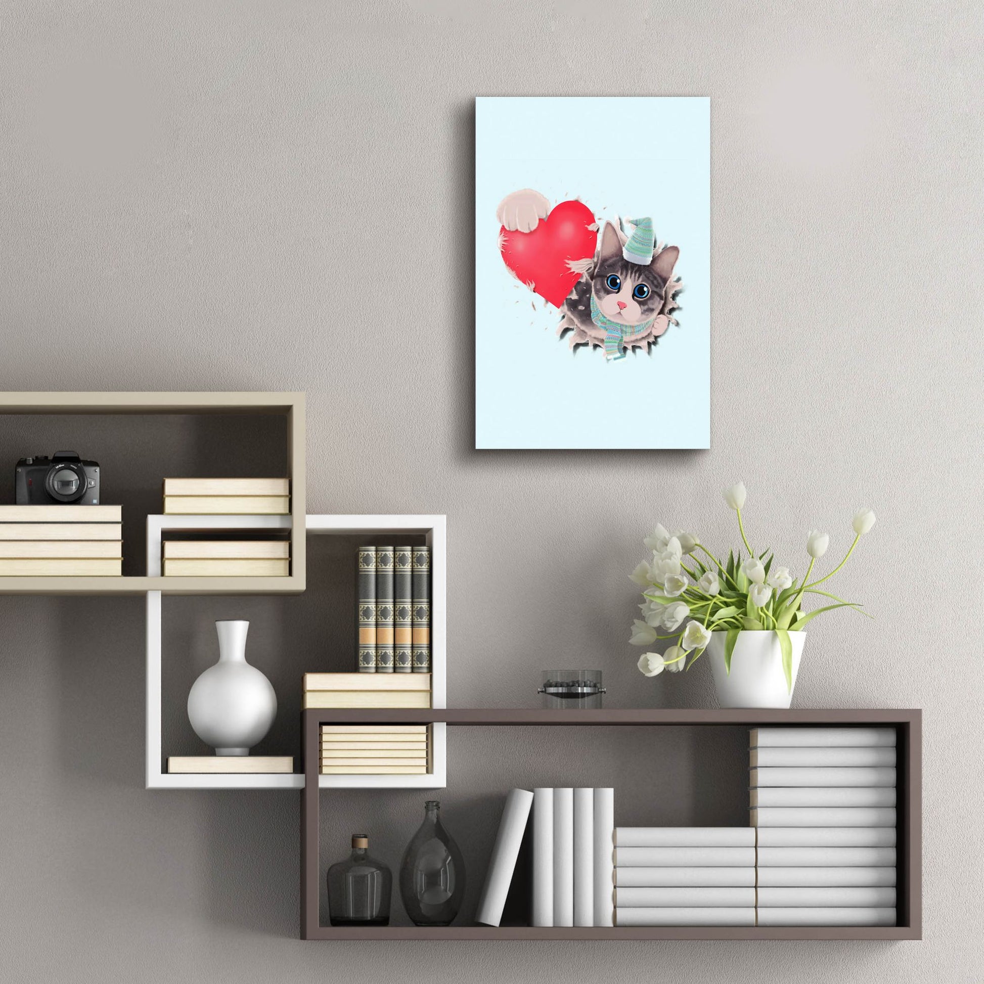 Epic Art 'Cat Steal Heart' by Tummeow, Acrylic Glass Wall Art,16x24