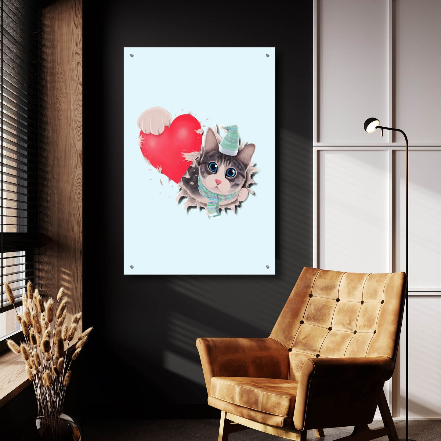 Epic Art 'Cat Steal Heart' by Tummeow, Acrylic Glass Wall Art,24x36