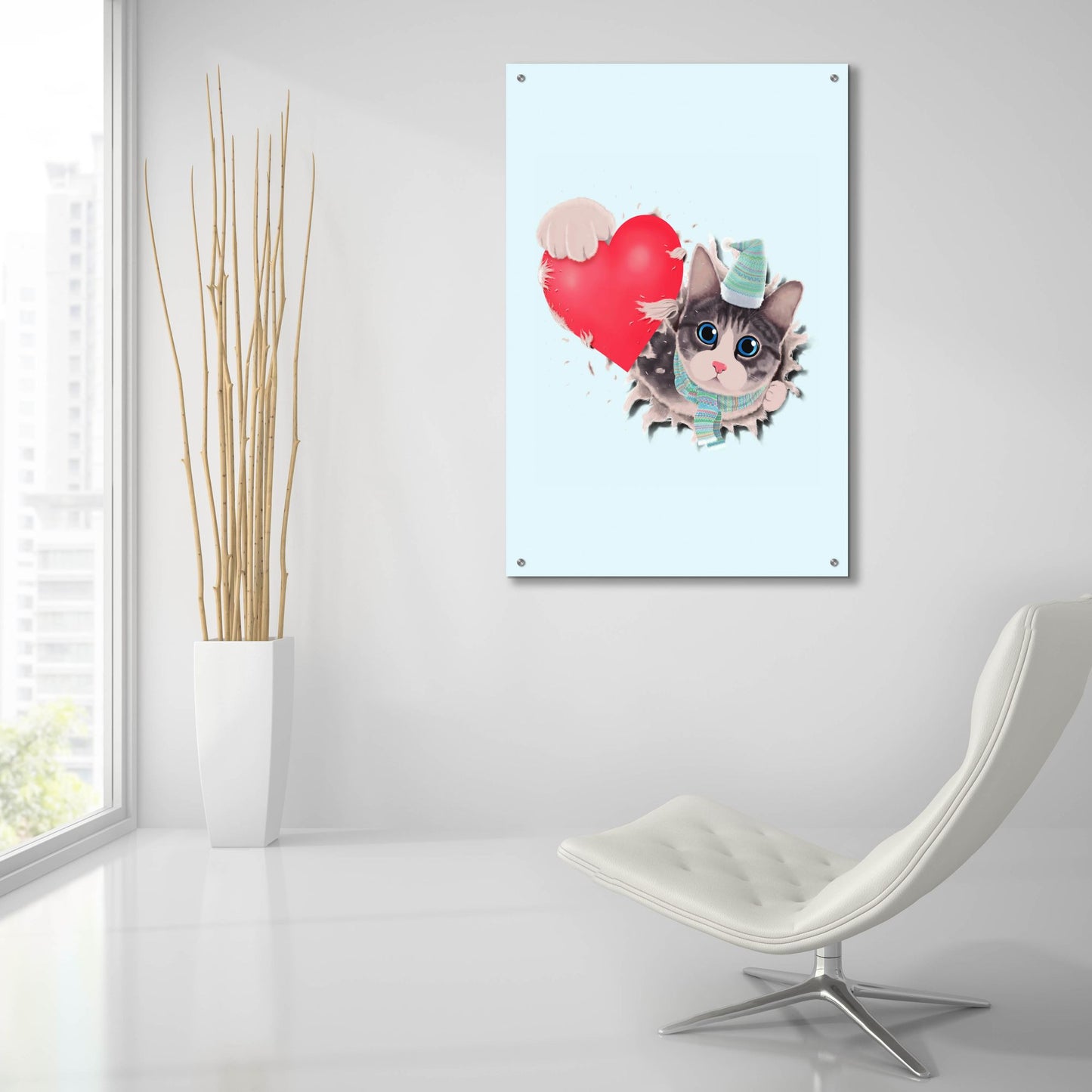 Epic Art 'Cat Steal Heart' by Tummeow, Acrylic Glass Wall Art,24x36