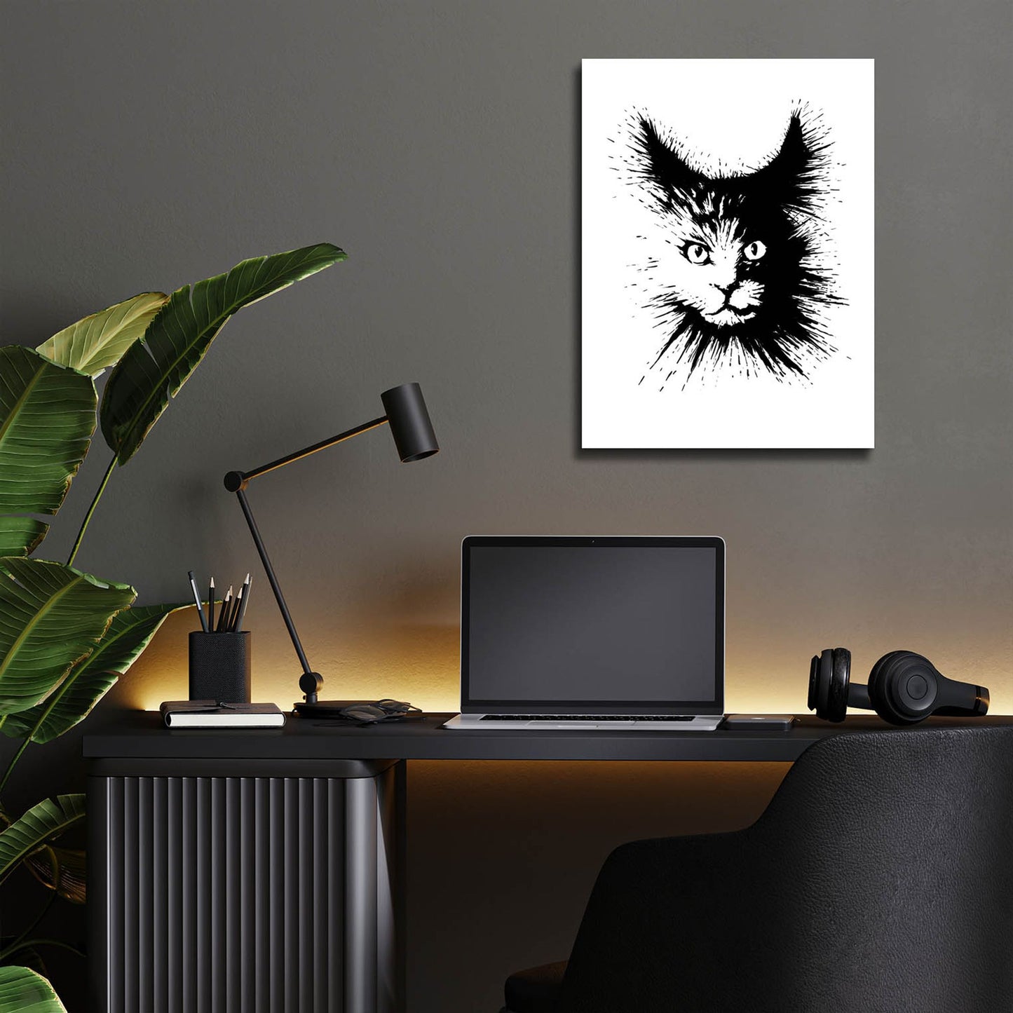 Epic Art 'Ink Cat 4' by Tummeow, Acrylic Glass Wall Art,12x16