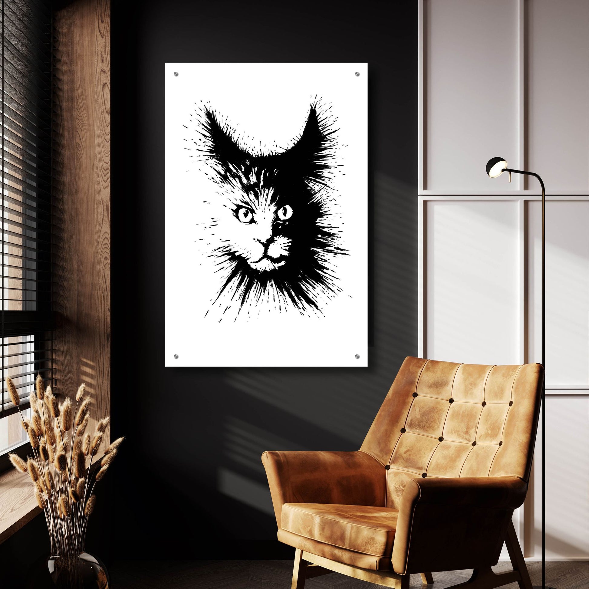 Epic Art 'Ink Cat 4' by Tummeow, Acrylic Glass Wall Art,24x36