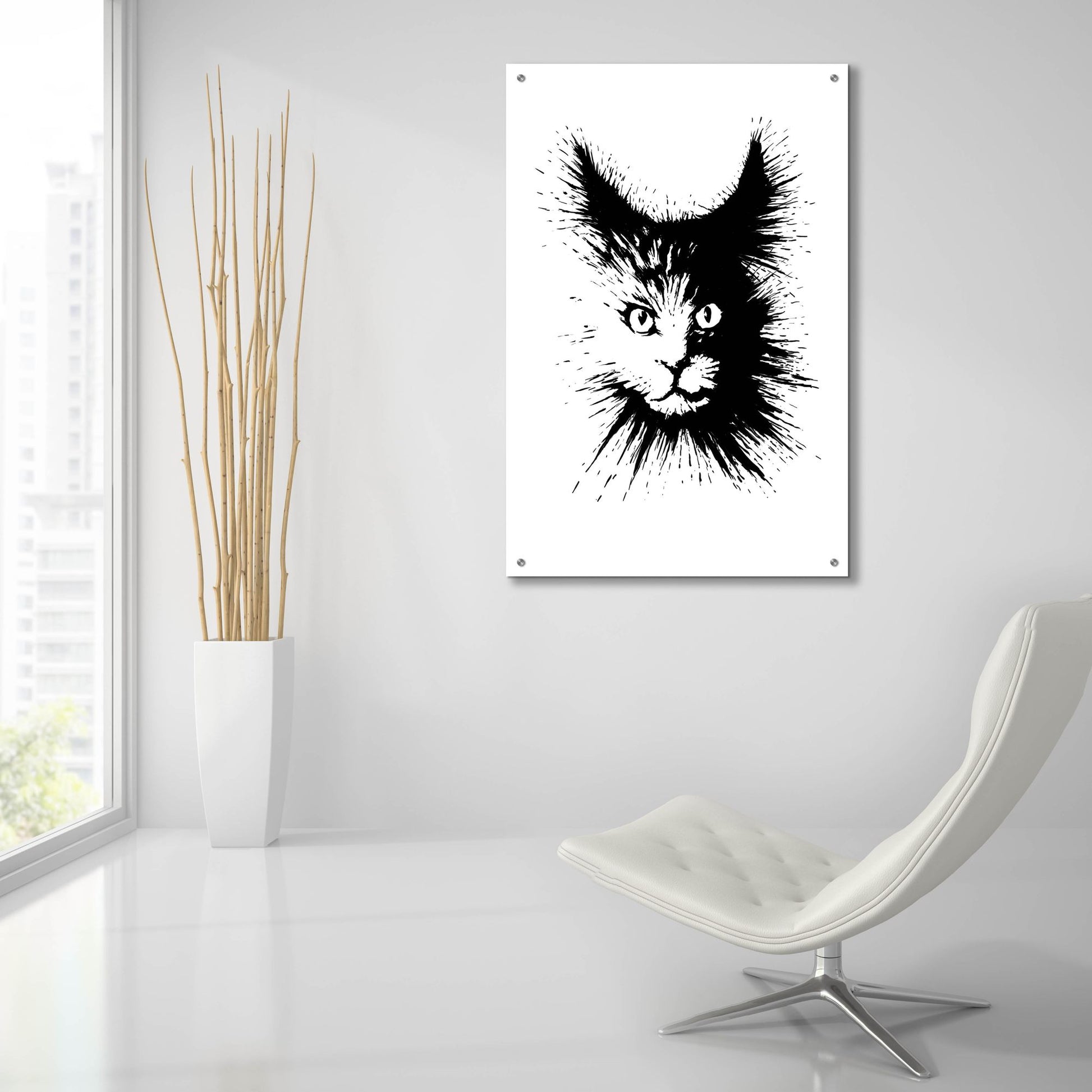 Epic Art 'Ink Cat 4' by Tummeow, Acrylic Glass Wall Art,24x36