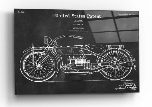 Epic Art 'Vintage Motorcycle Blueprint Patent Chalkboard,' by Acrylic Glass Wall Art