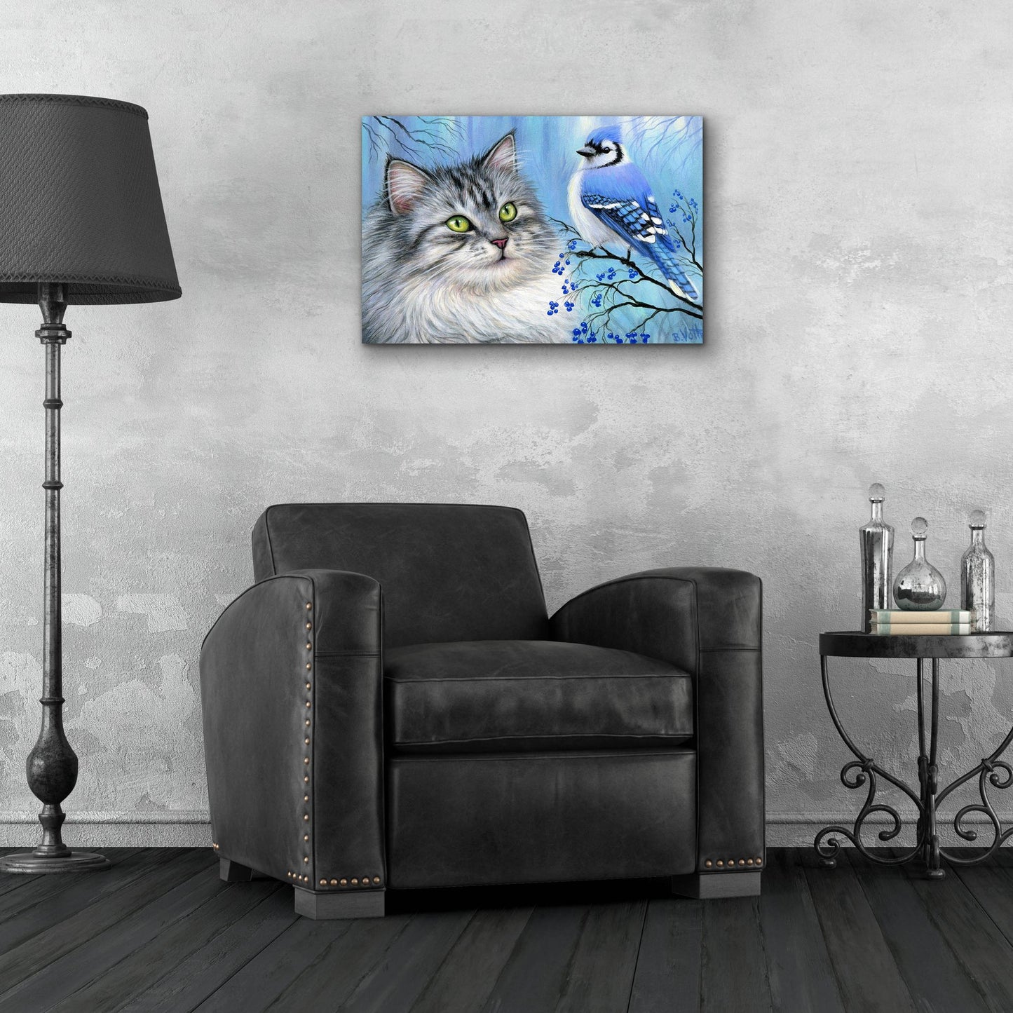 Epic Art 'Blue Winter Friend3' by Bridget Voth, Acrylic Glass Wall Art,24x16