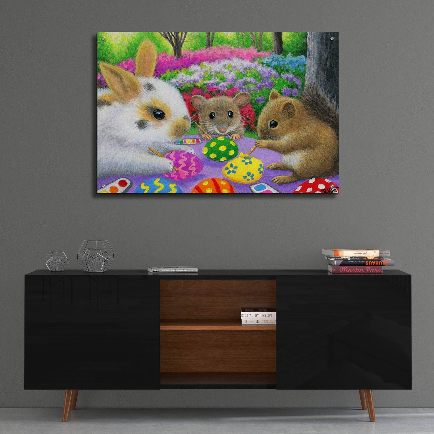 Epic Art 'Decorating The Eggs' by Bridget Voth, Acrylic Glass Wall Art,36x24