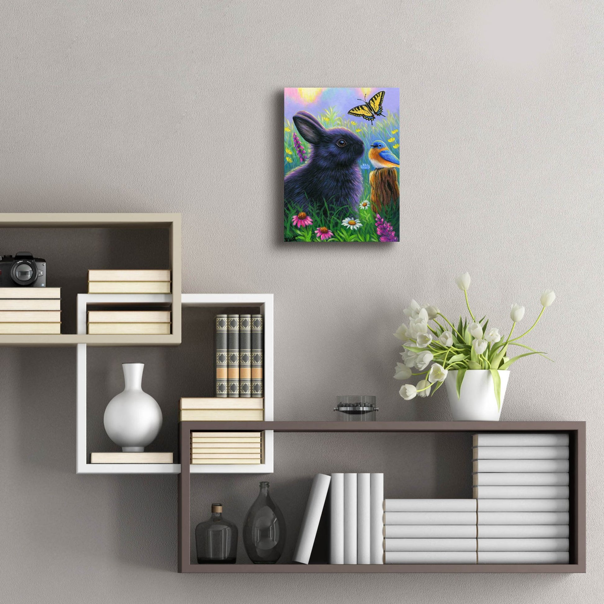 Epic Art 'Morning In Bunny's Garden2' by Bridget Voth, Acrylic Glass Wall Art,12x16