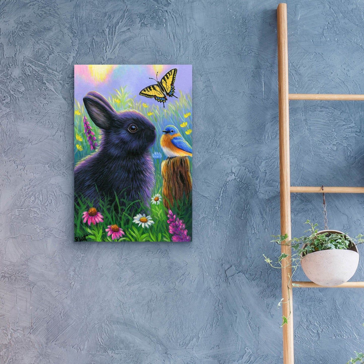 Epic Art 'Morning In Bunny's Garden2' by Bridget Voth, Acrylic Glass Wall Art,16x24