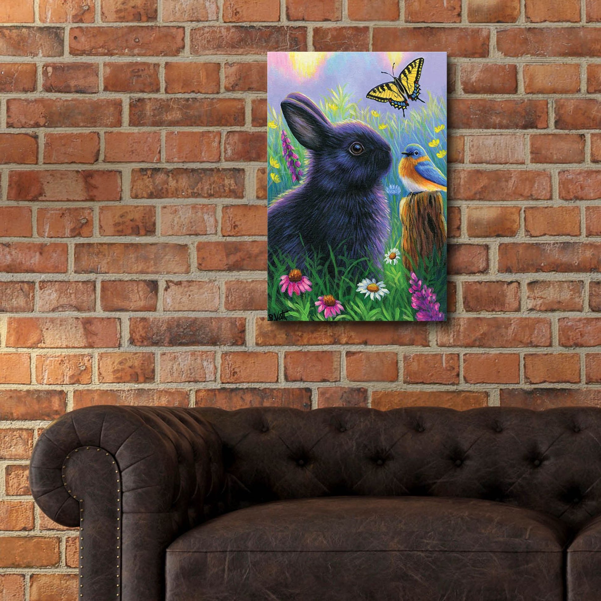 Epic Art 'Morning In Bunny's Garden2' by Bridget Voth, Acrylic Glass Wall Art,16x24