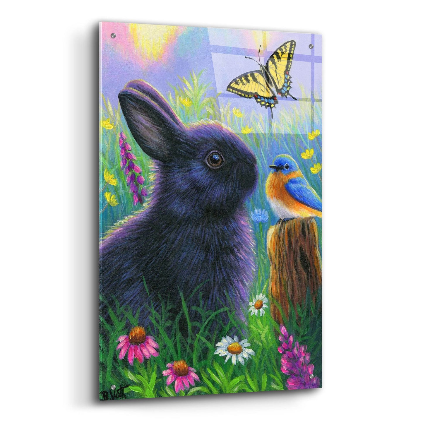 Epic Art 'Morning In Bunny's Garden2' by Bridget Voth, Acrylic Glass Wall Art,24x36