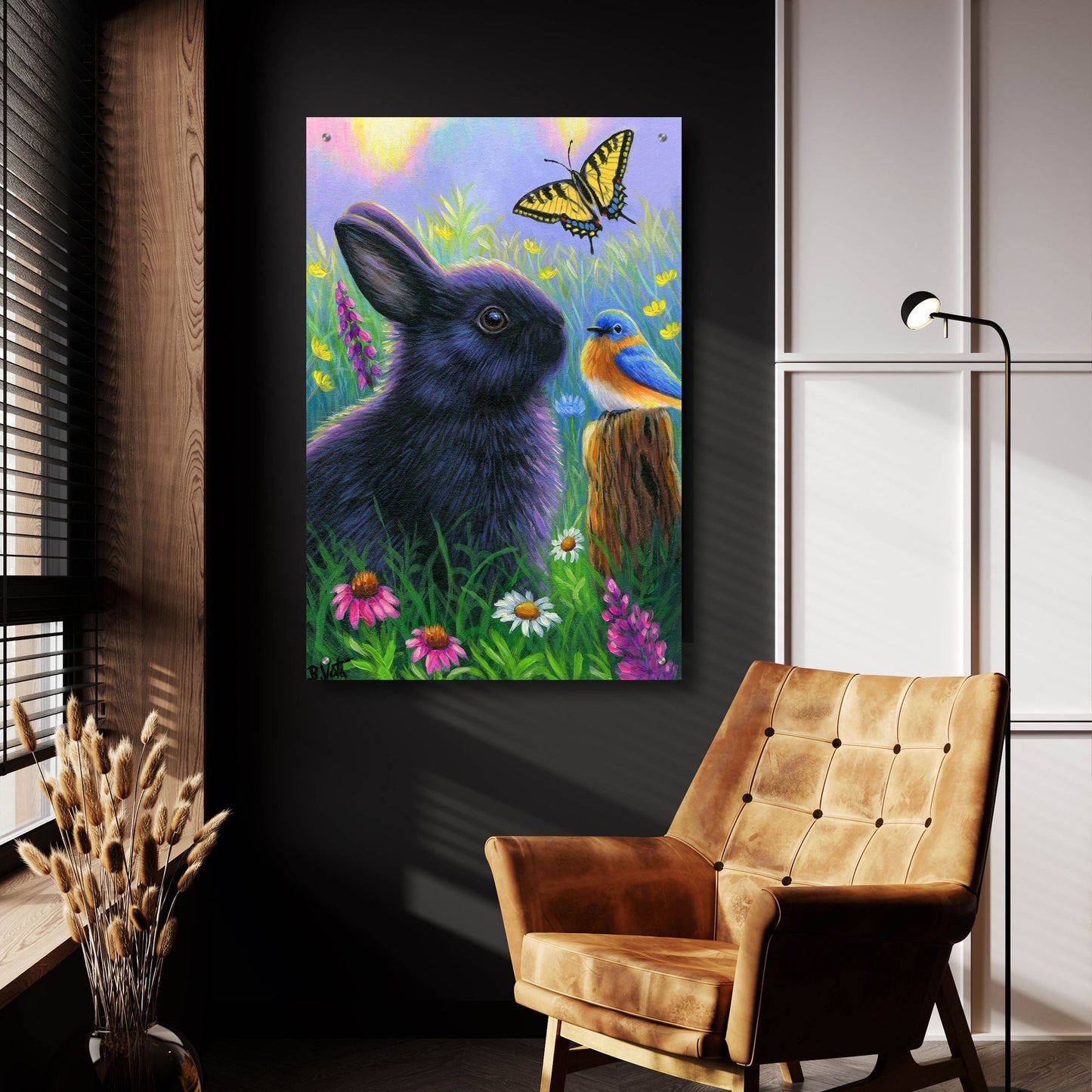 Epic Art 'Morning In Bunny's Garden2' by Bridget Voth, Acrylic Glass Wall Art,24x36