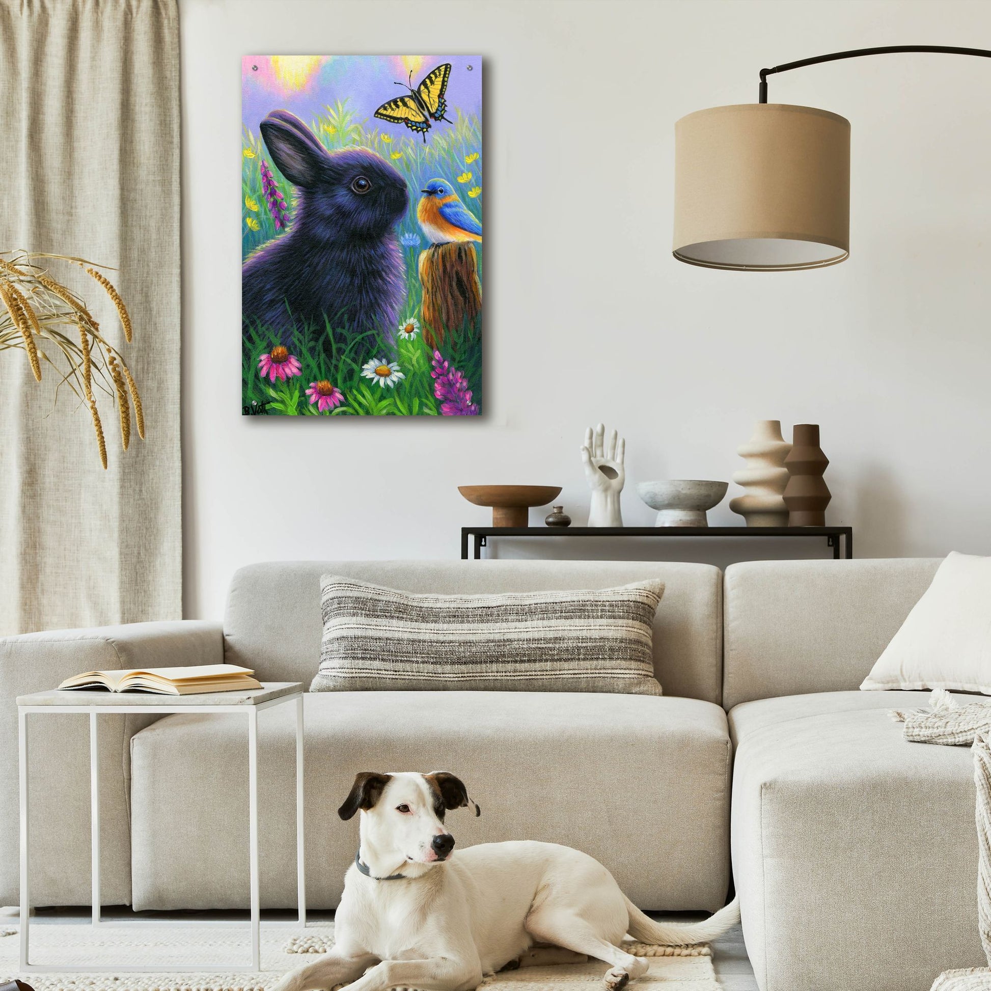 Epic Art 'Morning In Bunny's Garden2' by Bridget Voth, Acrylic Glass Wall Art,24x36