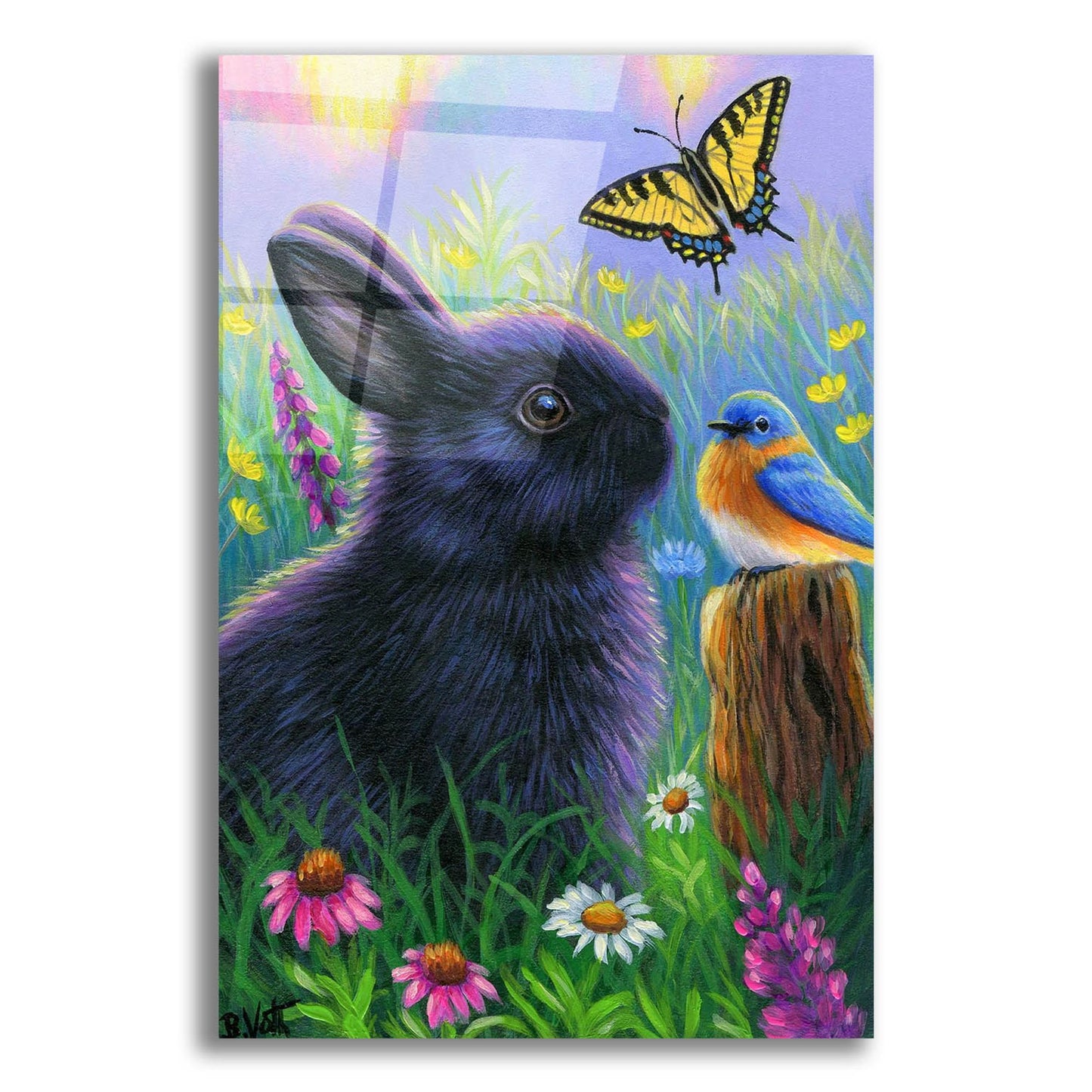 Epic Art 'Morning In Bunny's Garden2' by Bridget Voth, Acrylic Glass Wall Art