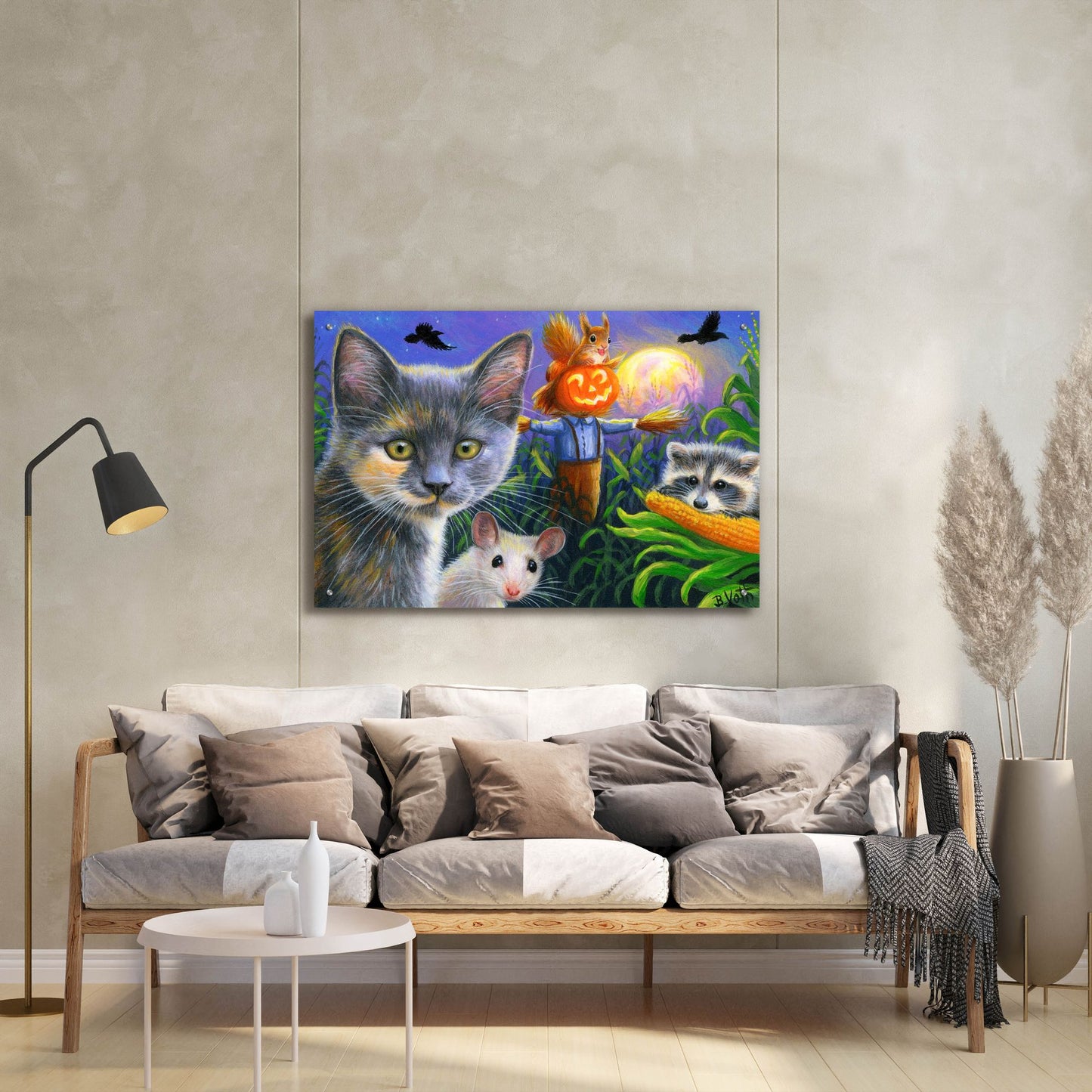 Epic Art 'Night In The Cornfield2' by Bridget Voth, Acrylic Glass Wall Art,36x24