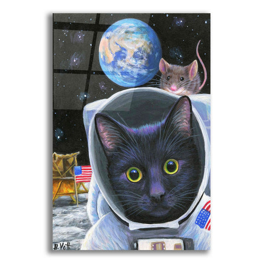 Epic Art 'One Small Step For Feline' by Bridget Voth, Acrylic Glass Wall Art