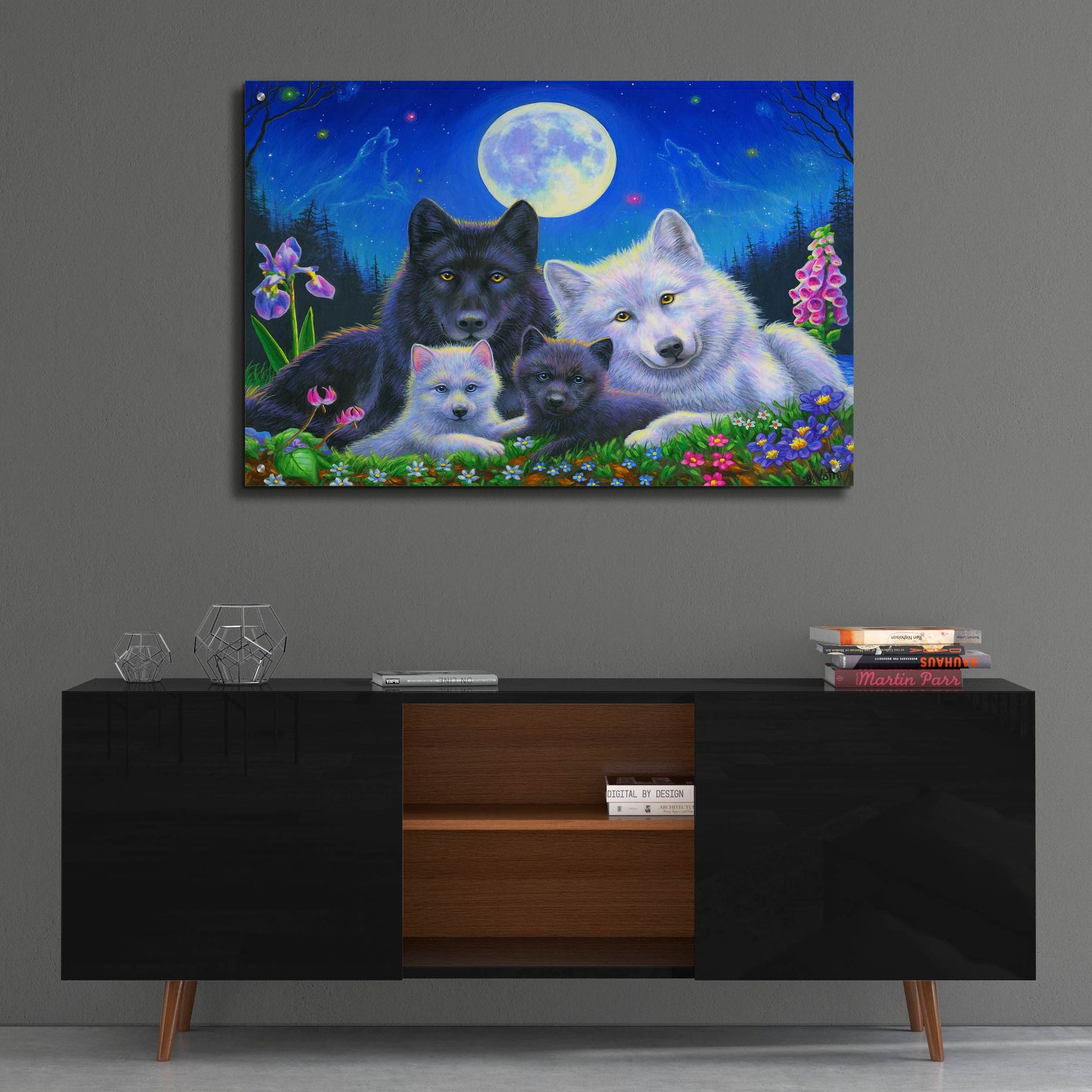 Epic Art 'Howling Moon' by Bridget Voth, Acrylic Glass Wall Art,36x24