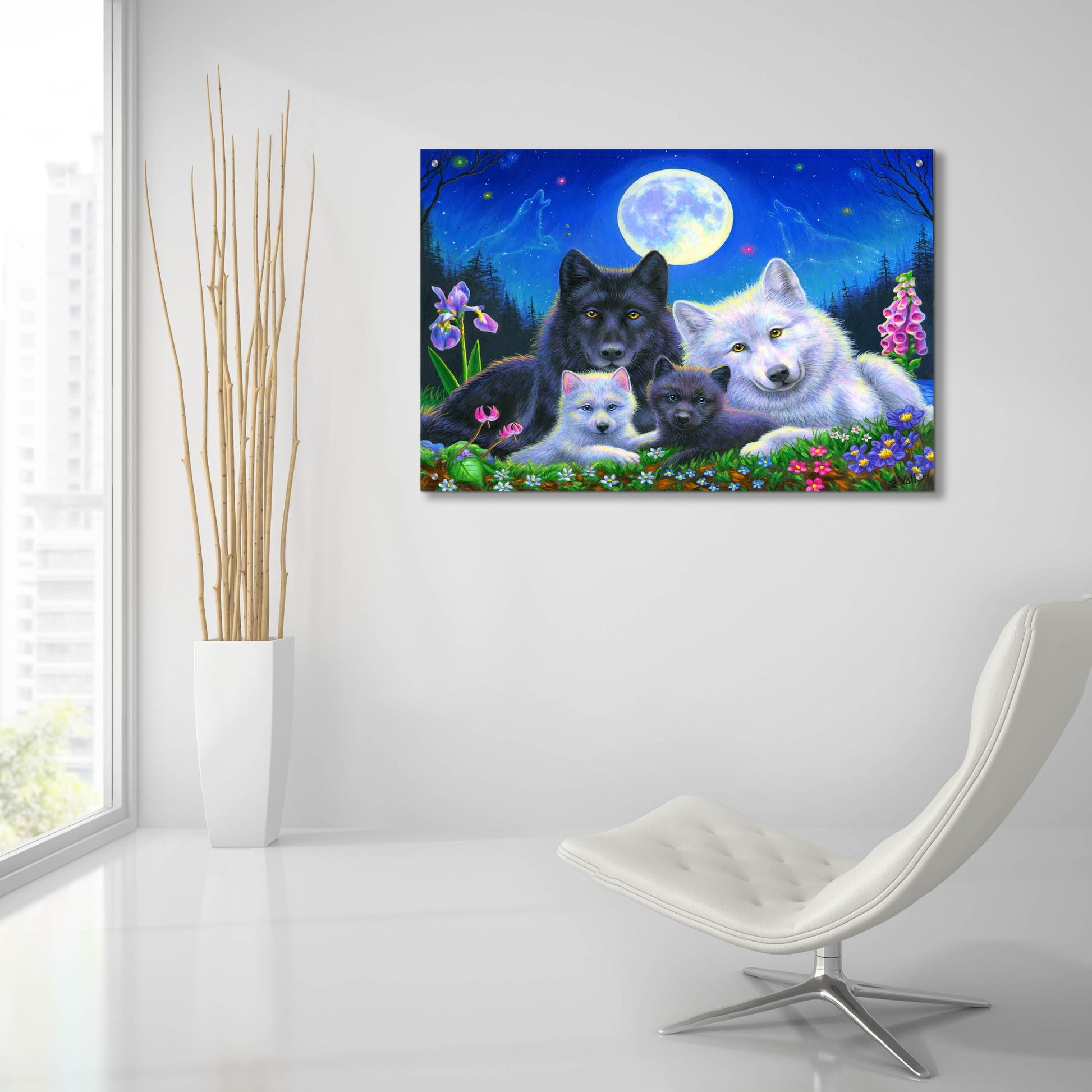 Epic Art 'Howling Moon' by Bridget Voth, Acrylic Glass Wall Art,36x24