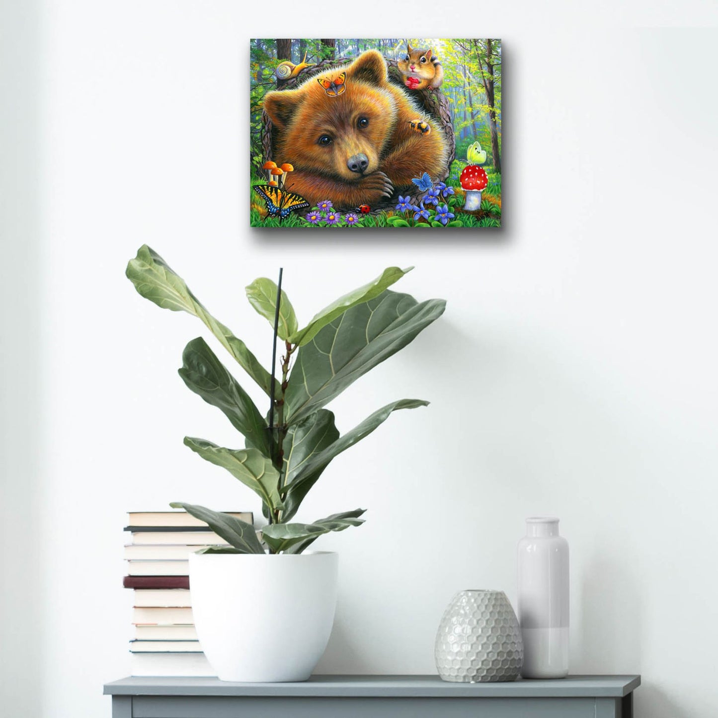 Epic Art 'Little Bear's Morning' by Bridget Voth, Acrylic Glass Wall Art,16x12