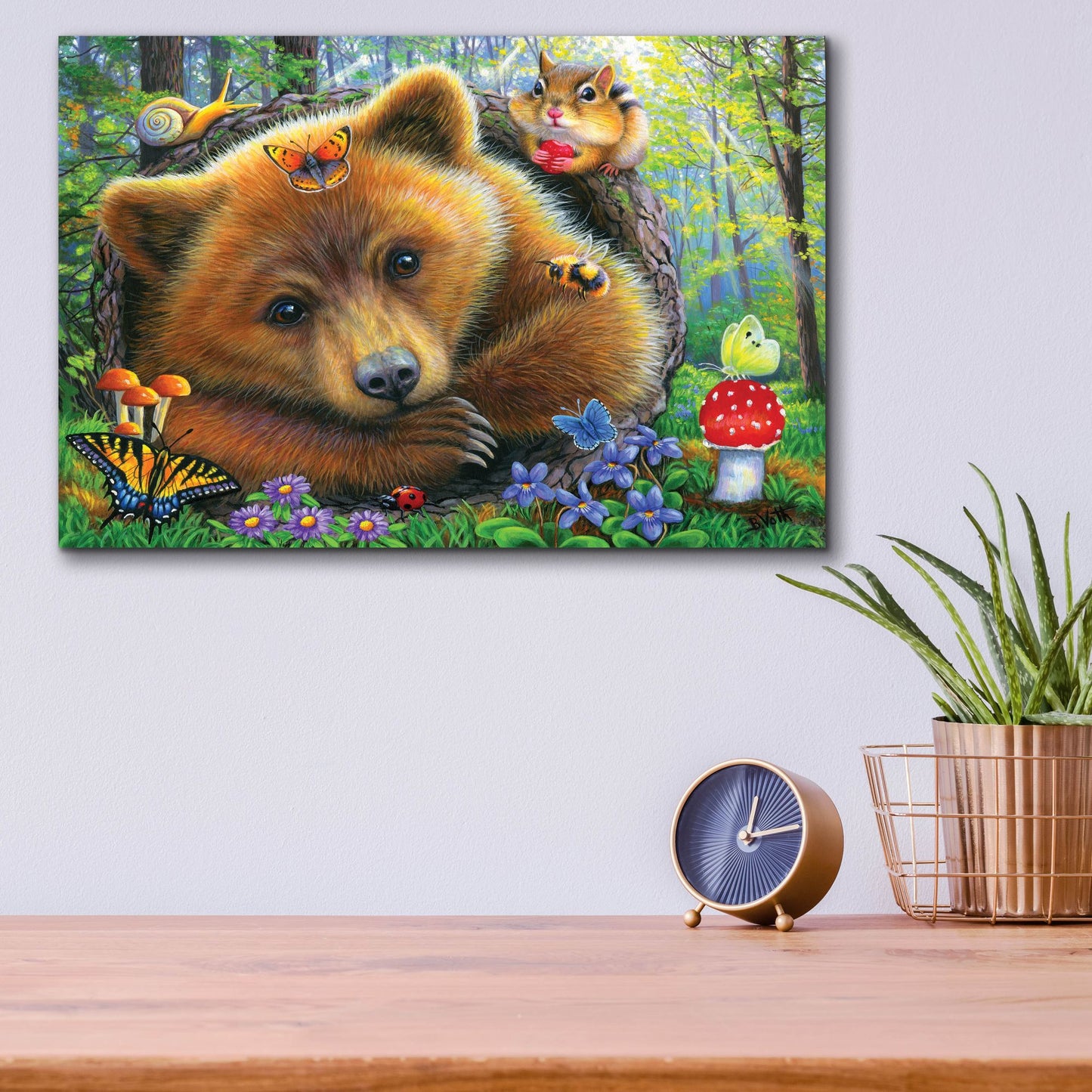 Epic Art 'Little Bear's Morning' by Bridget Voth, Acrylic Glass Wall Art,16x12