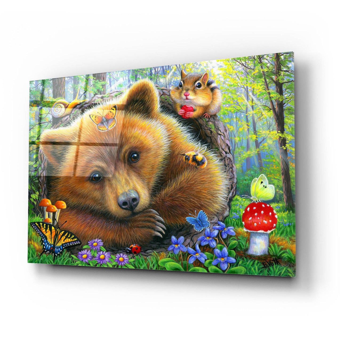 Epic Art 'Little Bear's Morning' by Bridget Voth, Acrylic Glass Wall Art,24x16