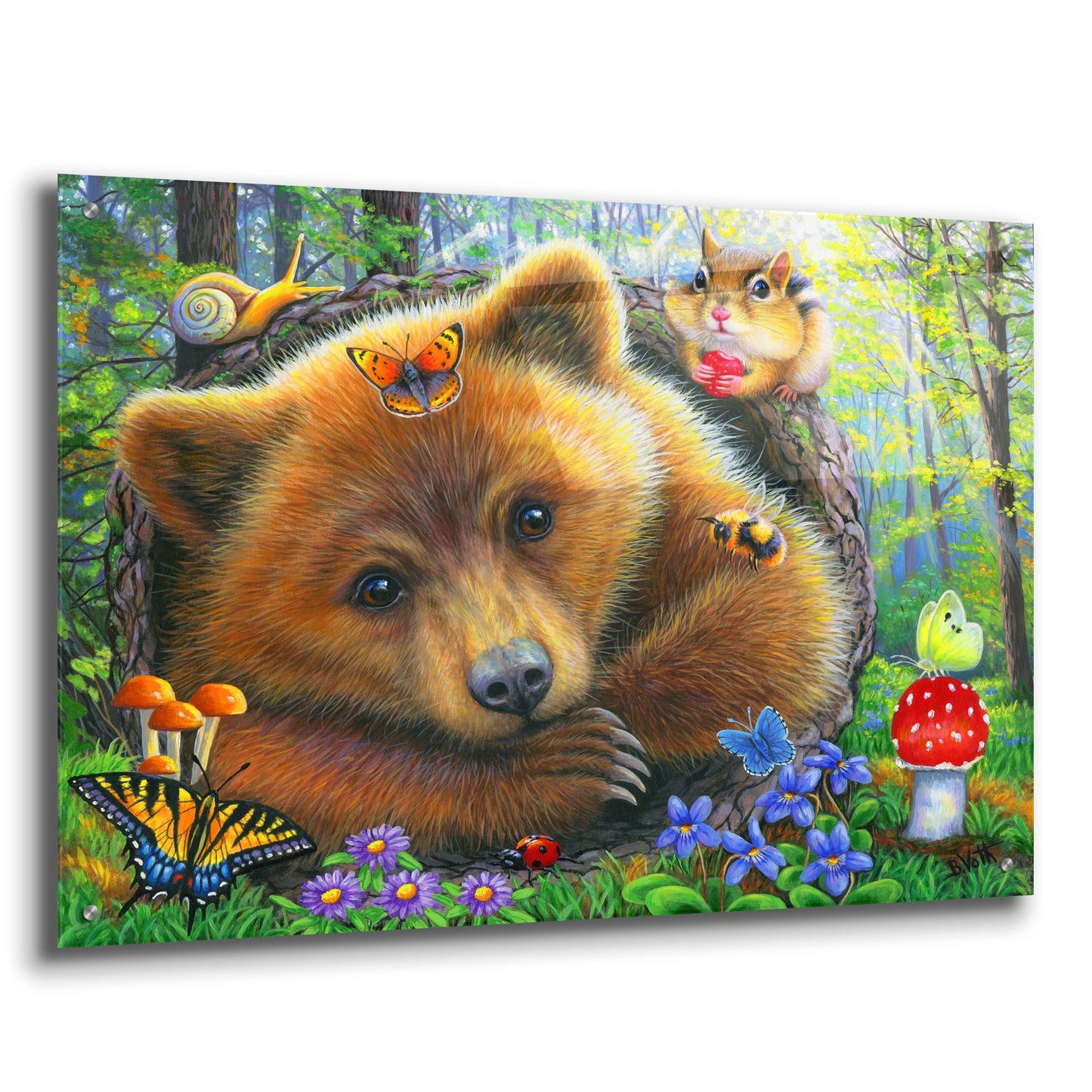 Epic Art 'Little Bear's Morning' by Bridget Voth, Acrylic Glass Wall Art,36x24