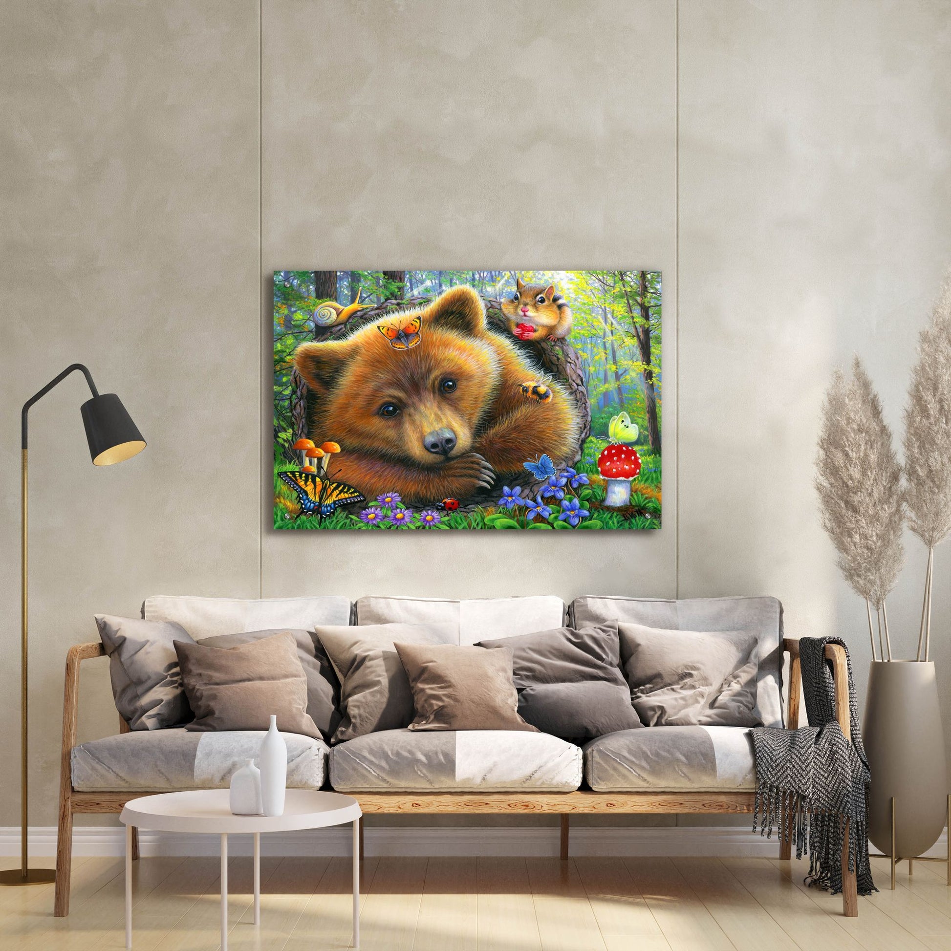 Epic Art 'Little Bear's Morning' by Bridget Voth, Acrylic Glass Wall Art,36x24