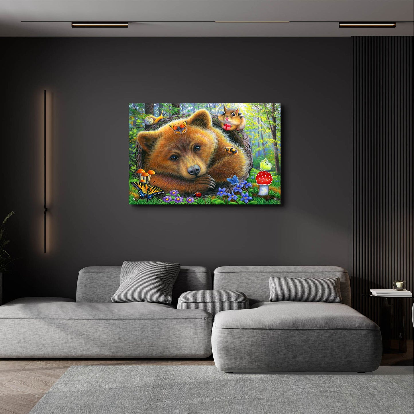 Epic Art 'Little Bear's Morning' by Bridget Voth, Acrylic Glass Wall Art,36x24