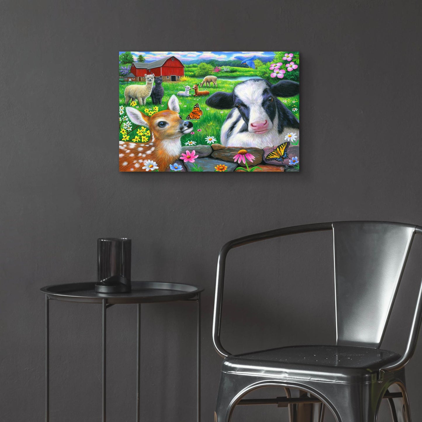 Epic Art 'Friends at the Farm' by Bridget Voth, Acrylic Glass Wall Art,24x16