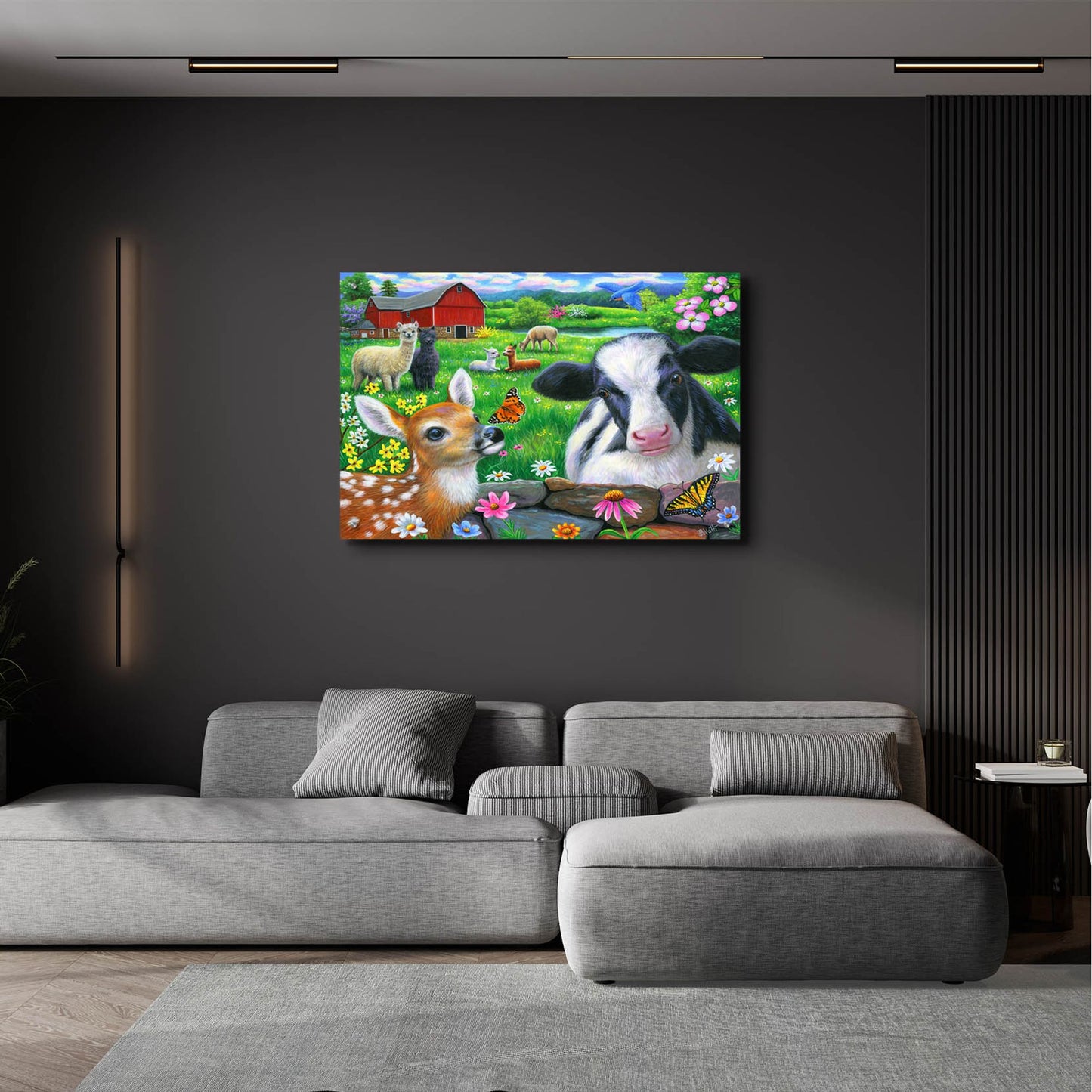 Epic Art 'Friends at the Farm' by Bridget Voth, Acrylic Glass Wall Art,36x24