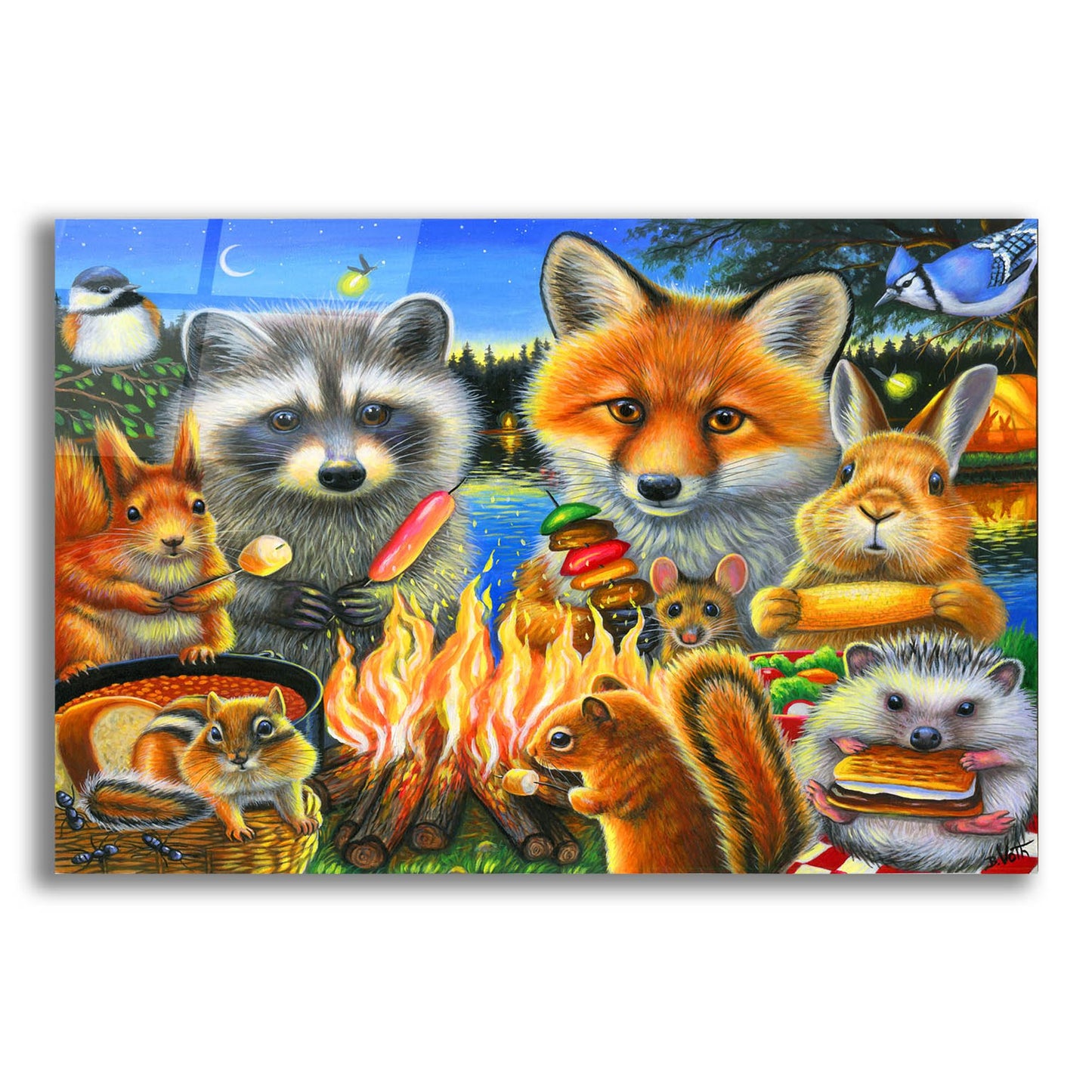 Epic Art 'Summer Camping' by Bridget Voth, Acrylic Glass Wall Art,24x16