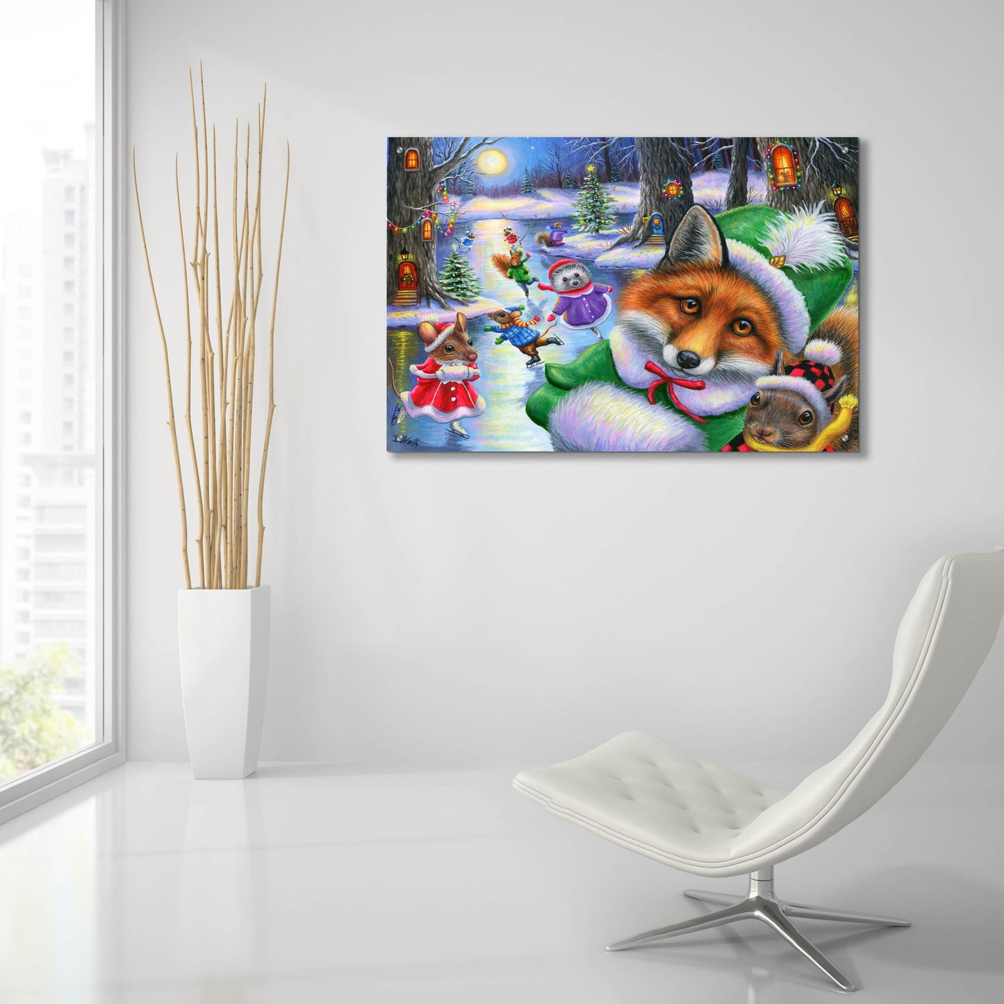 Epic Art 'Skating in the Moonlight' by Bridget Voth, Acrylic Glass Wall Art,36x24