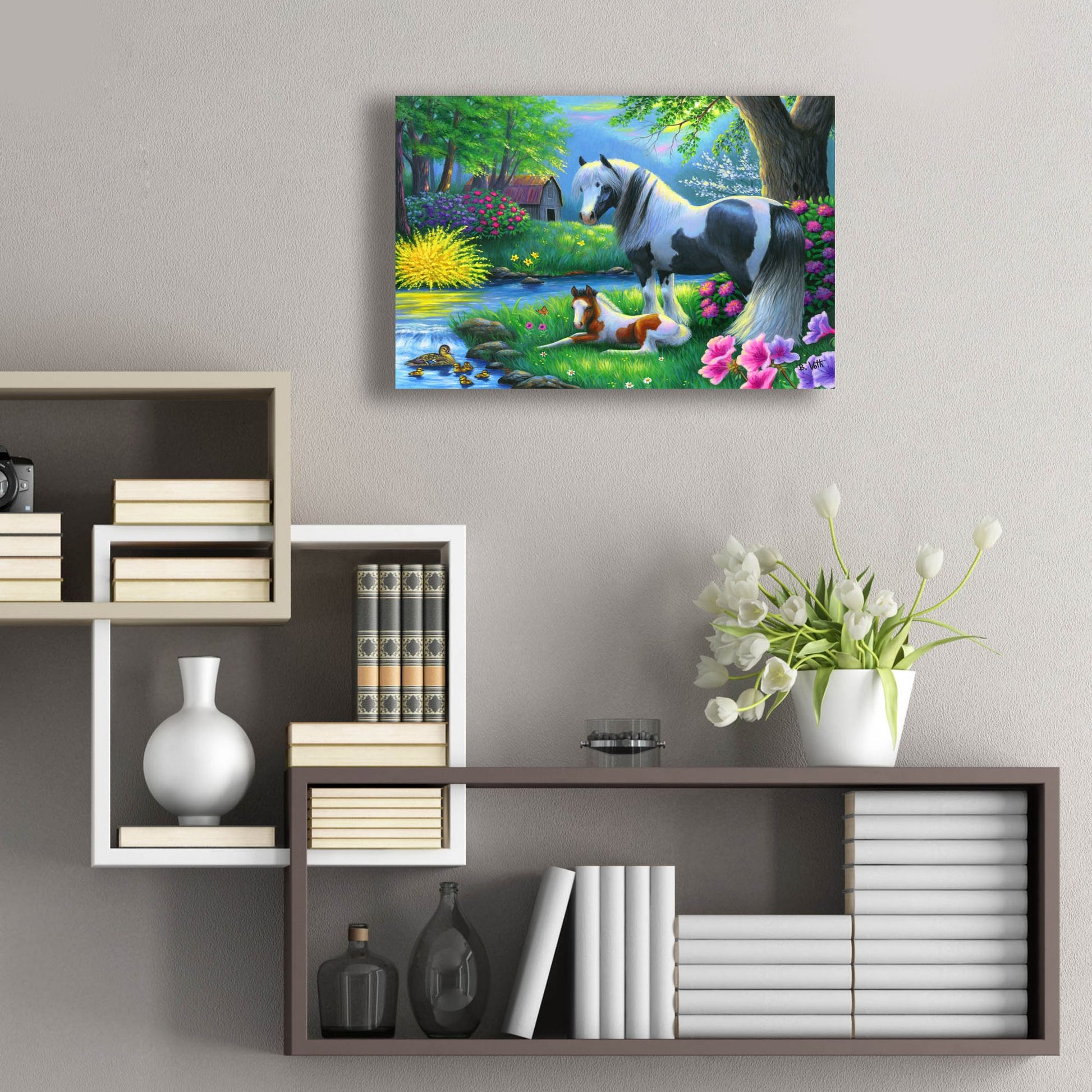 Epic Art 'Spring Morning At The Farm' by Bridget Voth, Acrylic Glass Wall Art,24x16