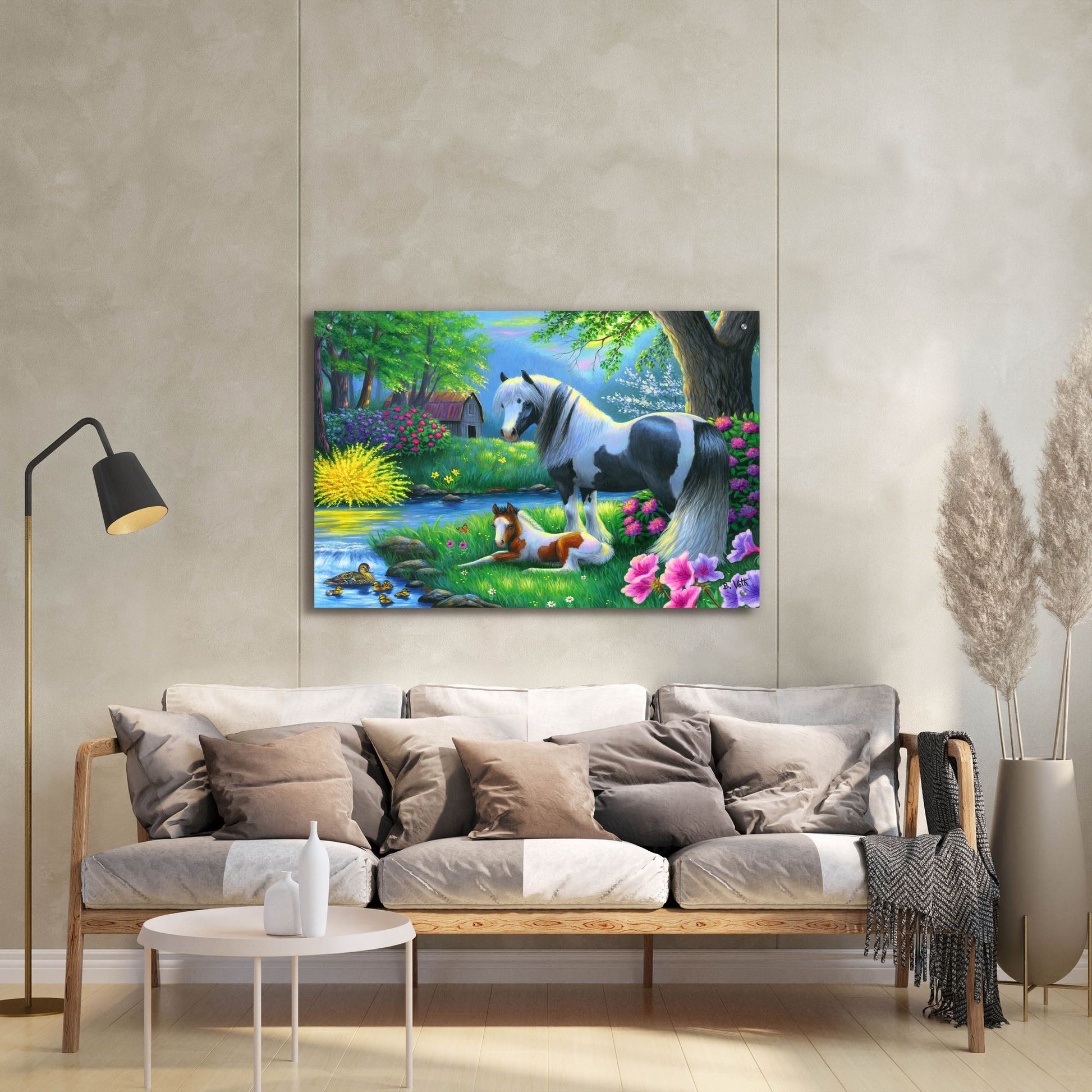 Epic Art 'Spring Morning At The Farm' by Bridget Voth, Acrylic Glass Wall Art,36x24