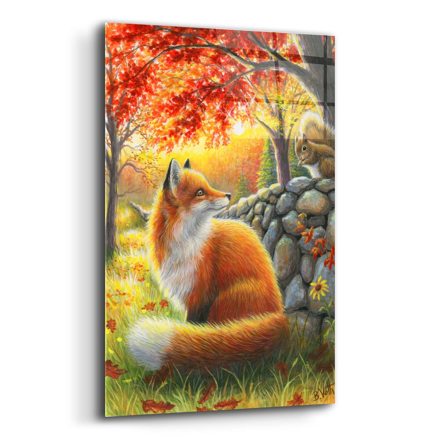 Epic Art 'A Friend For Little Fox' by Bridget Voth, Acrylic Glass Wall Art,12x16