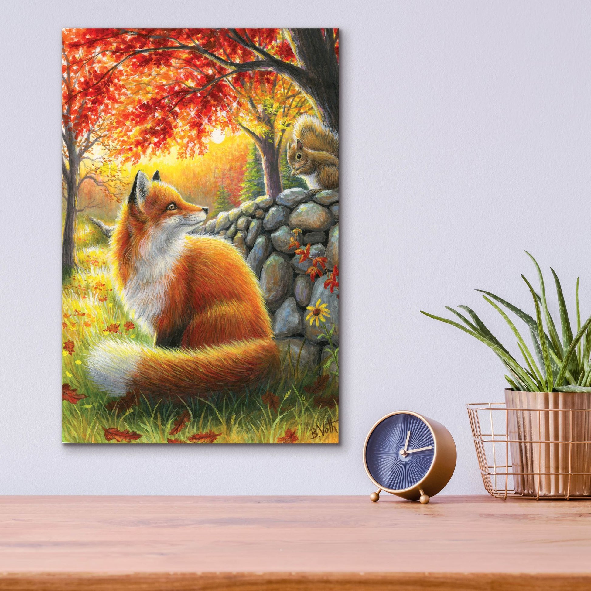 Epic Art 'A Friend For Little Fox' by Bridget Voth, Acrylic Glass Wall Art,12x16