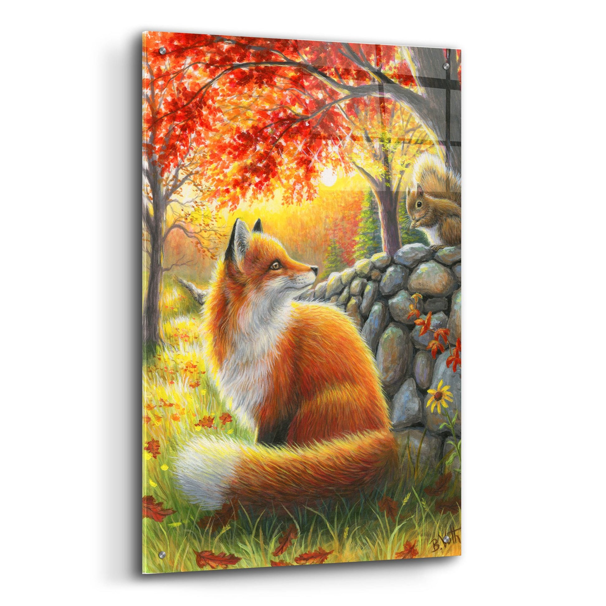 Epic Art 'A Friend For Little Fox' by Bridget Voth, Acrylic Glass Wall Art,24x36