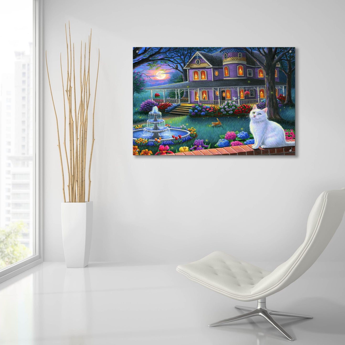 Epic Art 'Moonlight in the Garden' by Bridget Voth, Acrylic Glass Wall Art,36x24